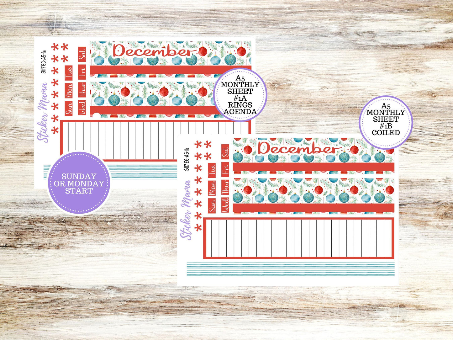 ERIN CONDRE Monthly Kit-3117 || A5 || Stickers || - ec December Monthly Kit - Monthly Planner Kits - Monthly Budget