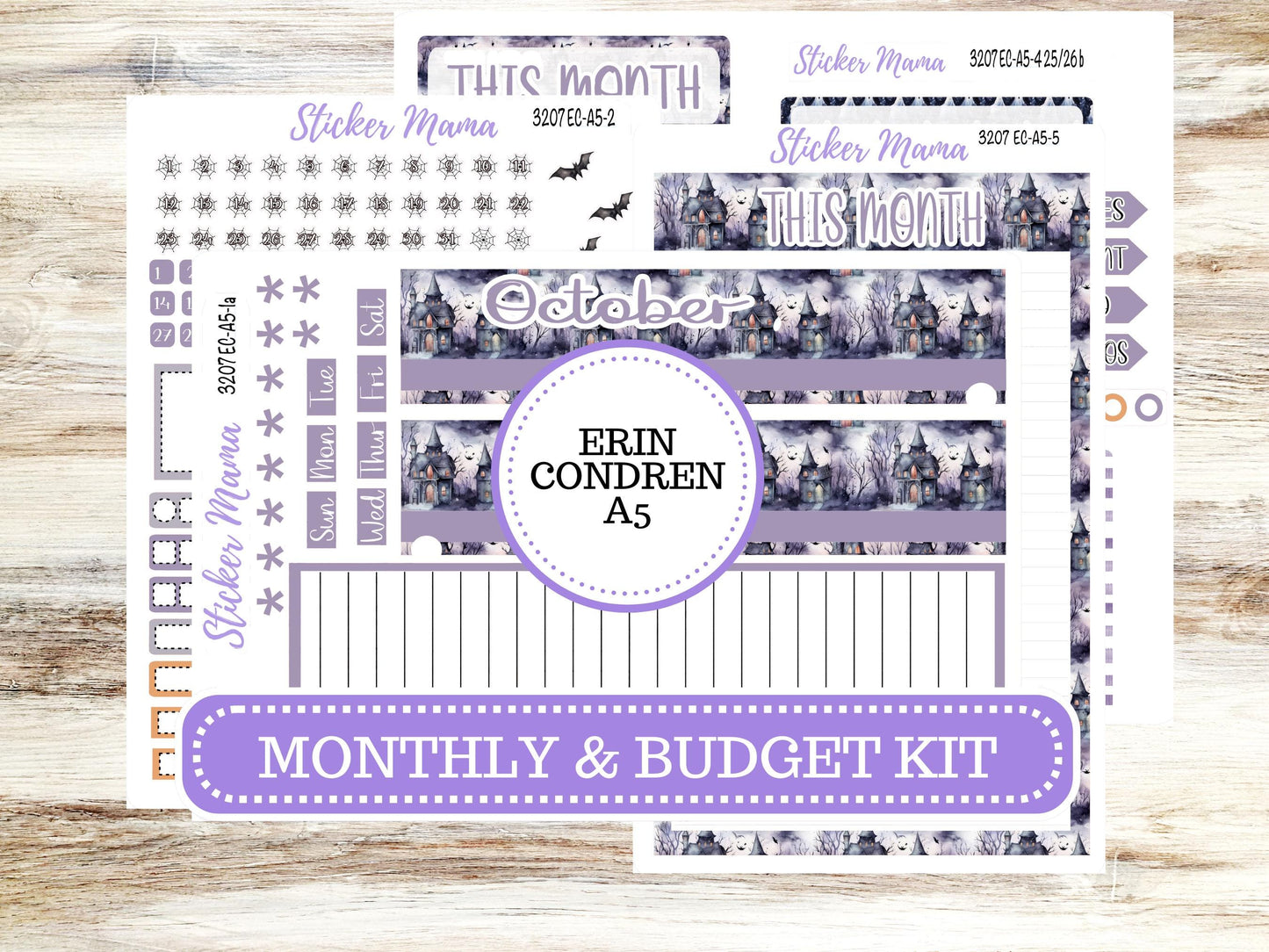 ERIN CONDRE Monthly Kit-3207 || A5 || Haunted Haven Stickers || - ec October Monthly Kit - Monthly Planner Kits - Monthly Budget