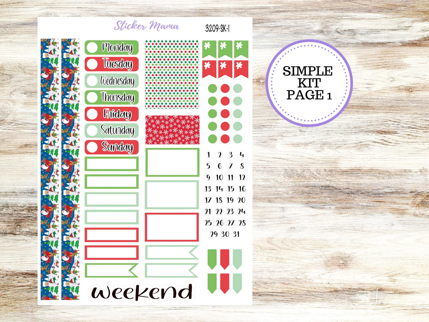 SIMPLE KIT || #3209 || Jolly Pines || Any Kind Planner || Planner Stickers || Planner Stickers
