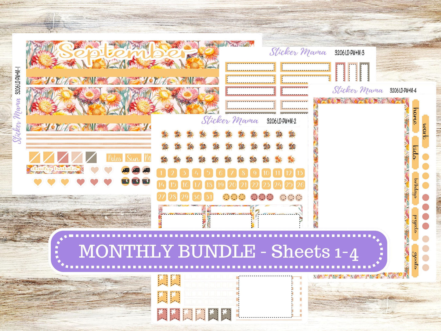LAUREL DENISE PORTRAIT Week + Month Planner Kit|| Planner Kit #3206 || Falling Color || Laurel Denise September Sticker Kit || June 25