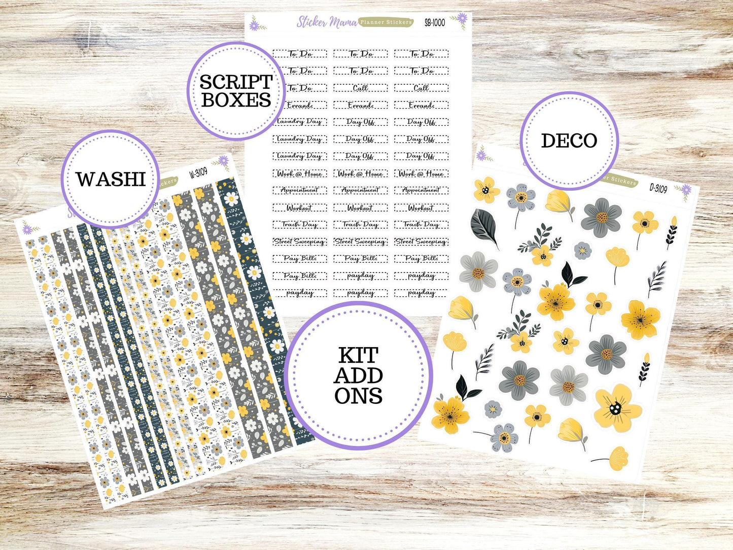 LAUREL DENISE WEEKLY Planner Kit #3109 || Laurel Denise Stickers Kit || Horizontal Vertical || Great and Yellow Floral || May