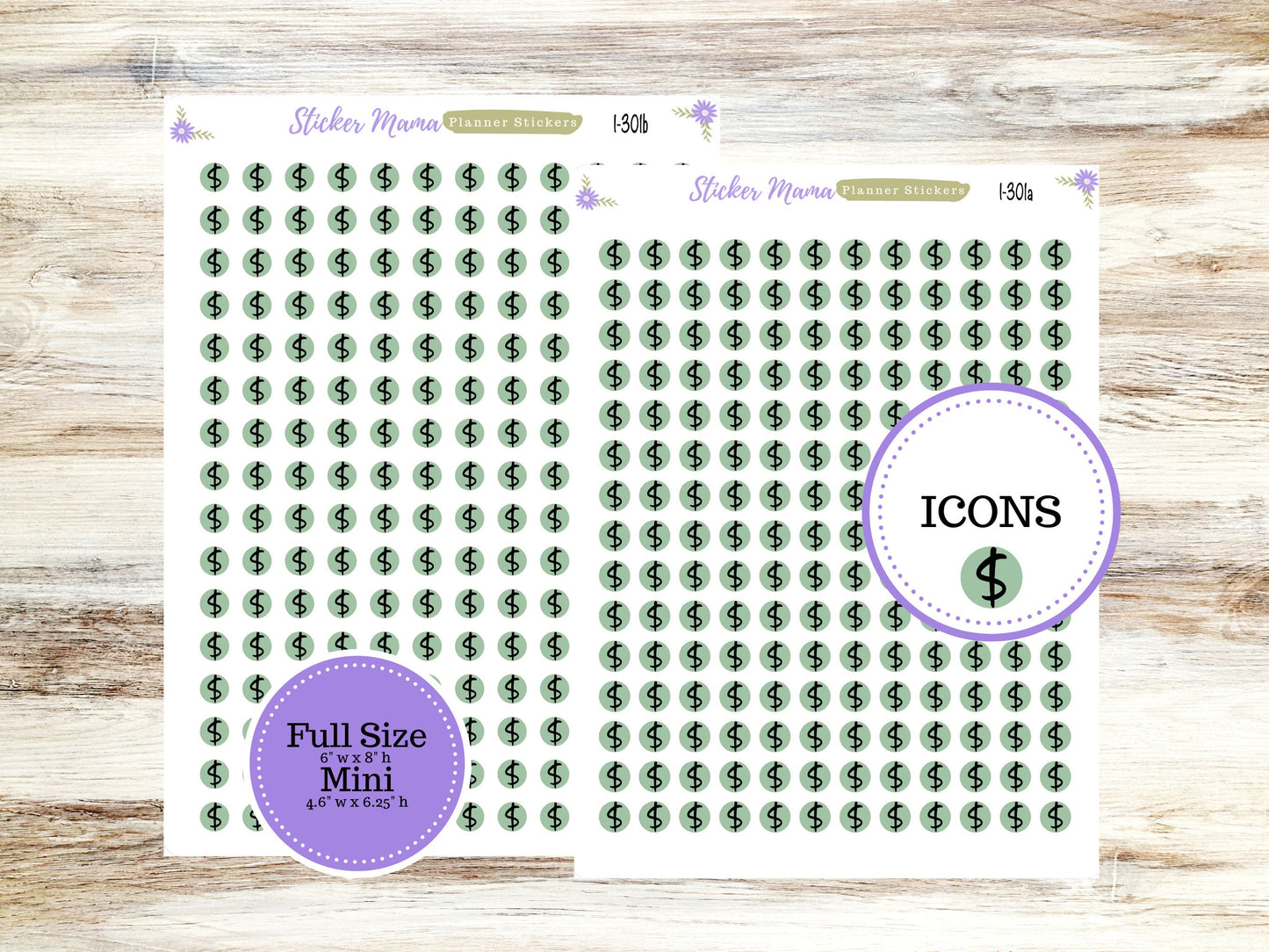 I-301 MONEY PLANNER Stickers || Dollar Sign Stickers || Money Stickers || Money Planner Dollar Sign Stickers