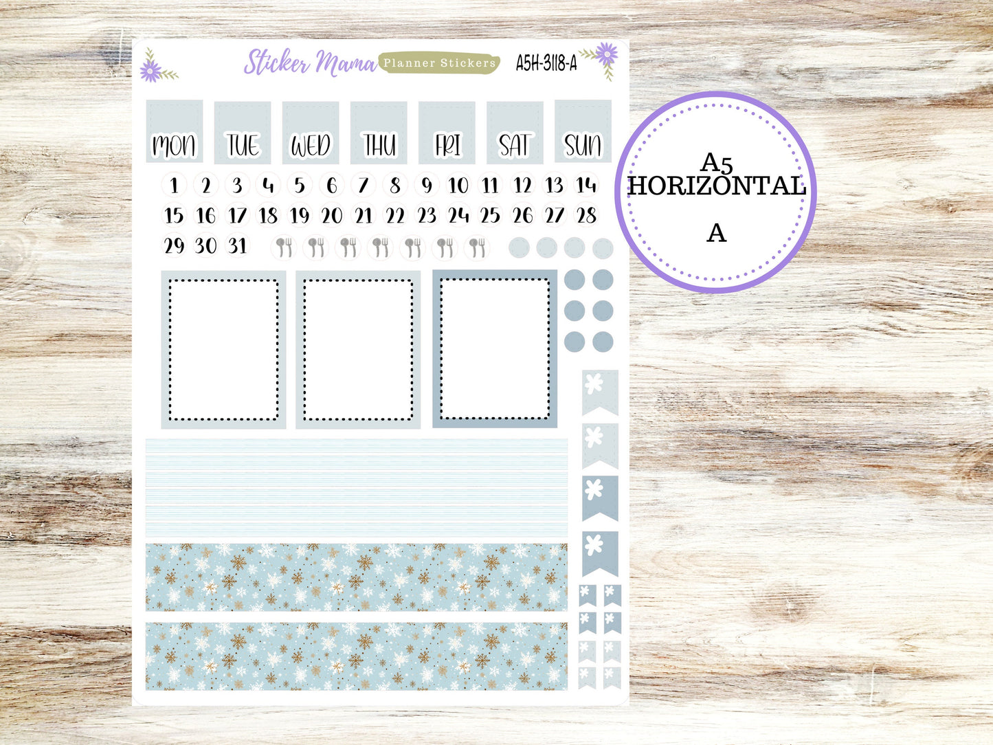 ERIN CONDREN A5 Horizontal || #3118 || Arctic Frost Kit || A5 Weekly Kit || Planner Stickers || Erin Condren A5 Horizontal Weekly Kit
