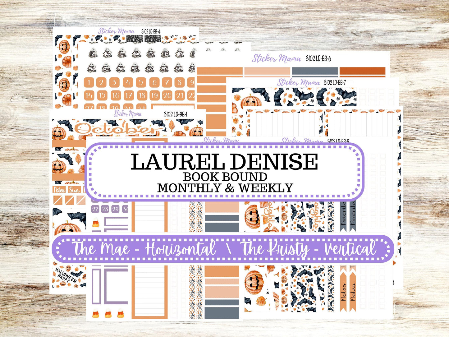 LD BOOK-BOUND Planner Kit #3102 || The Mae || The Kristy || Pumpkin Town ||October Laurel Denise Sticker Kit || Aug 25