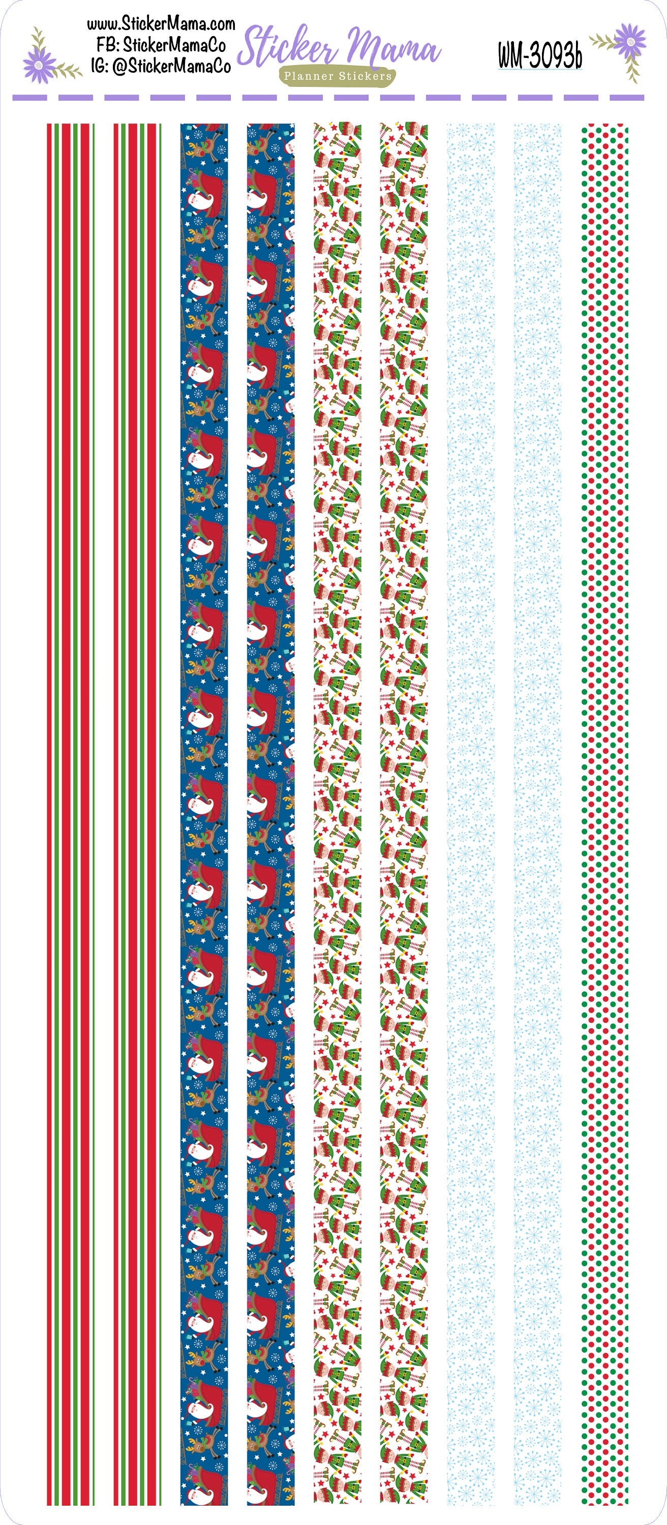 W-3093- WASHI STICKERS - Holly Jolly - Planner Stickers - Washi for Planners