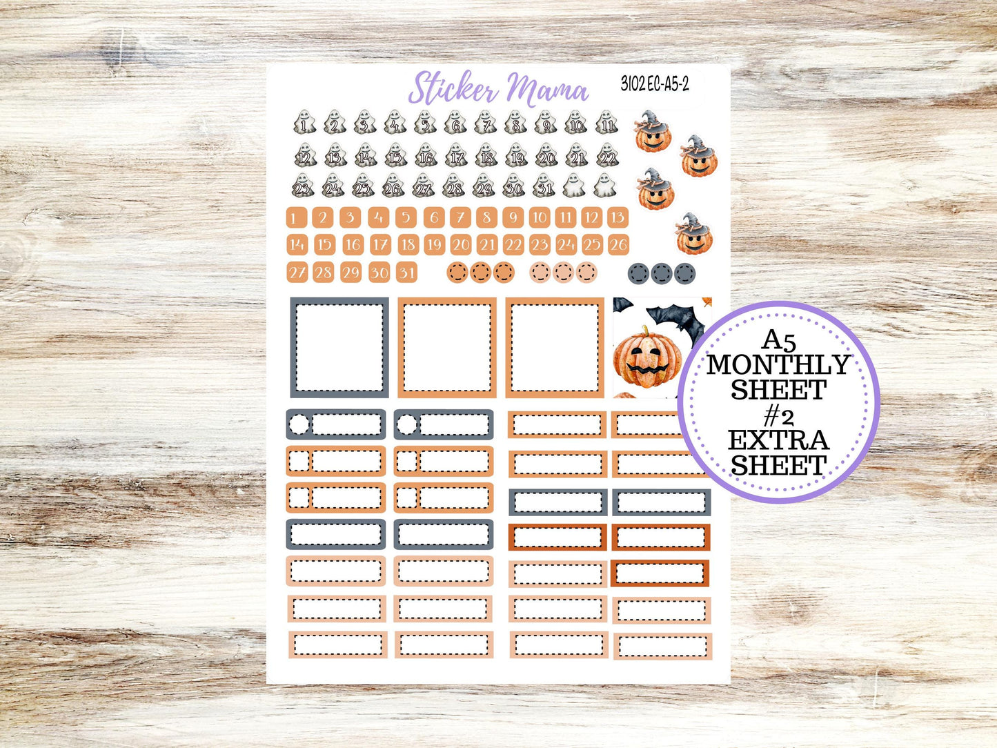 ERIN CONDRE Monthly Kit-3102 || A5 || Pumpkin Town Stickers || - ec October Monthly Kit - Monthly Planner Kits - Monthly Budget