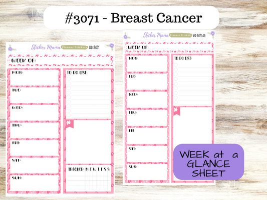 WG-3071 - October Breast Cancer Stickers - WEEK at a GLANCE  - weekly glance 7x9 or a5