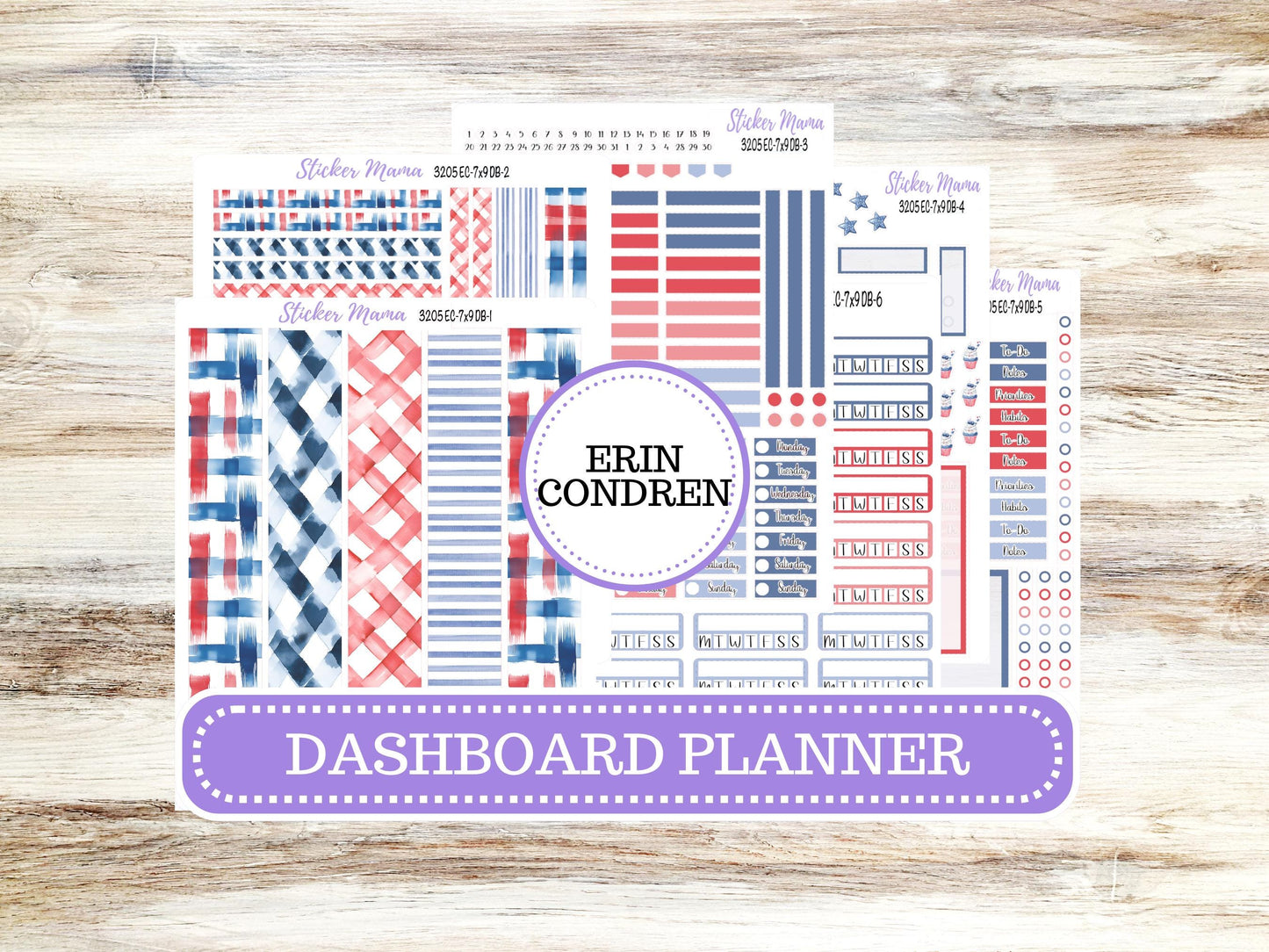 ERIN CONDREN Dashboard Planner Kit DB-3205 || Patriotic Festivities || Dashboard Planner Sticker Kit || Erin Condren ||