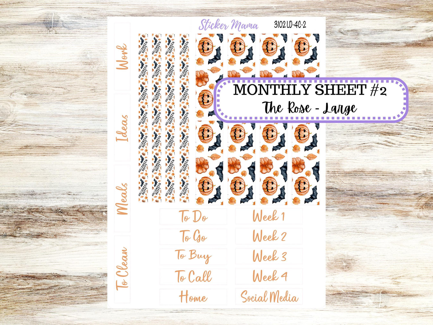 LD "The Rose" Large || 4-COLUMN (formerly project) Planner Kit #3102 || Pumpkin Town || Laurel Denise Stickers || Aug 25