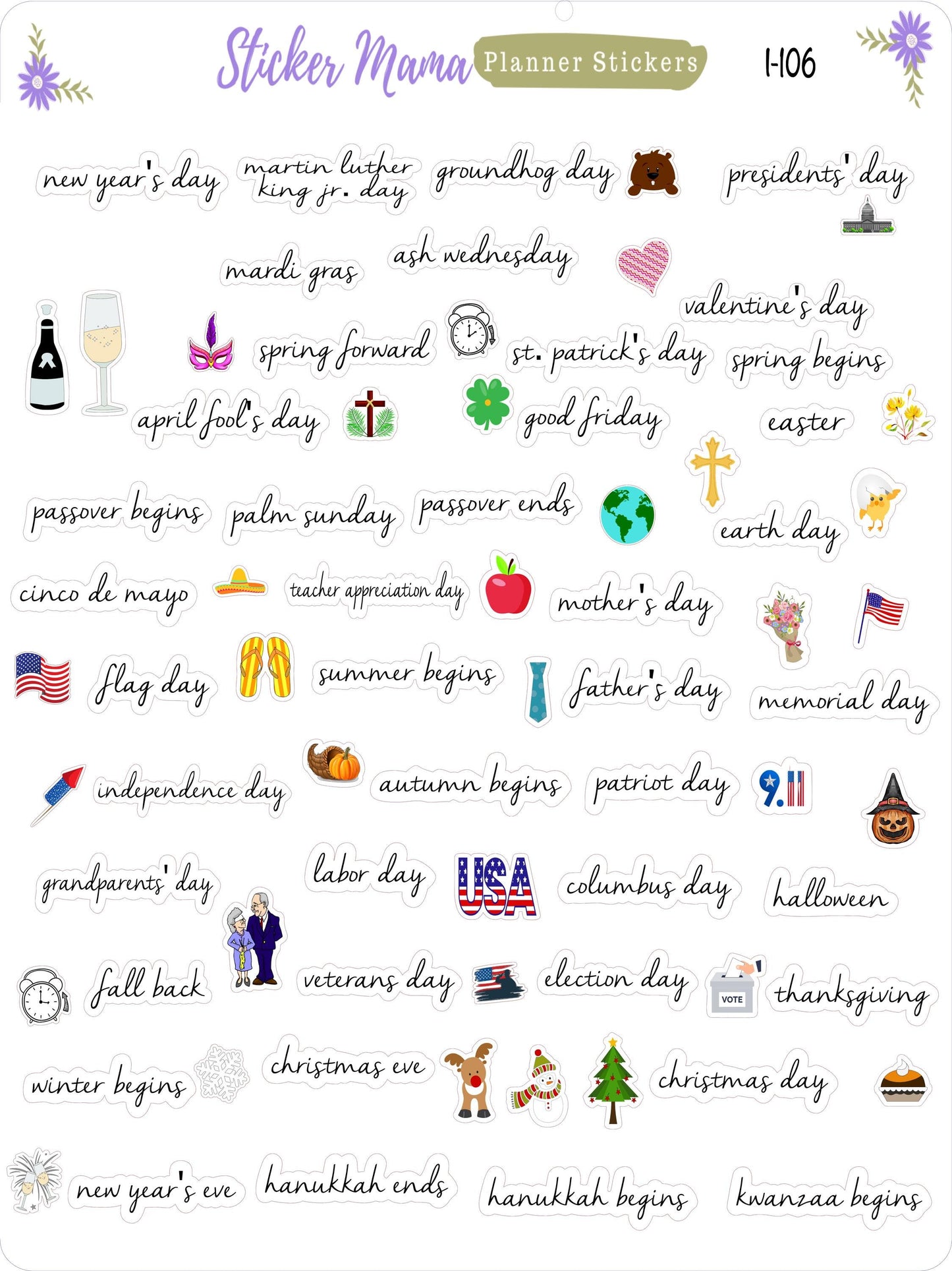 HOLIDAY STICKERS I-106 - Holiday Planner Sticker - Icon Planner Sticker