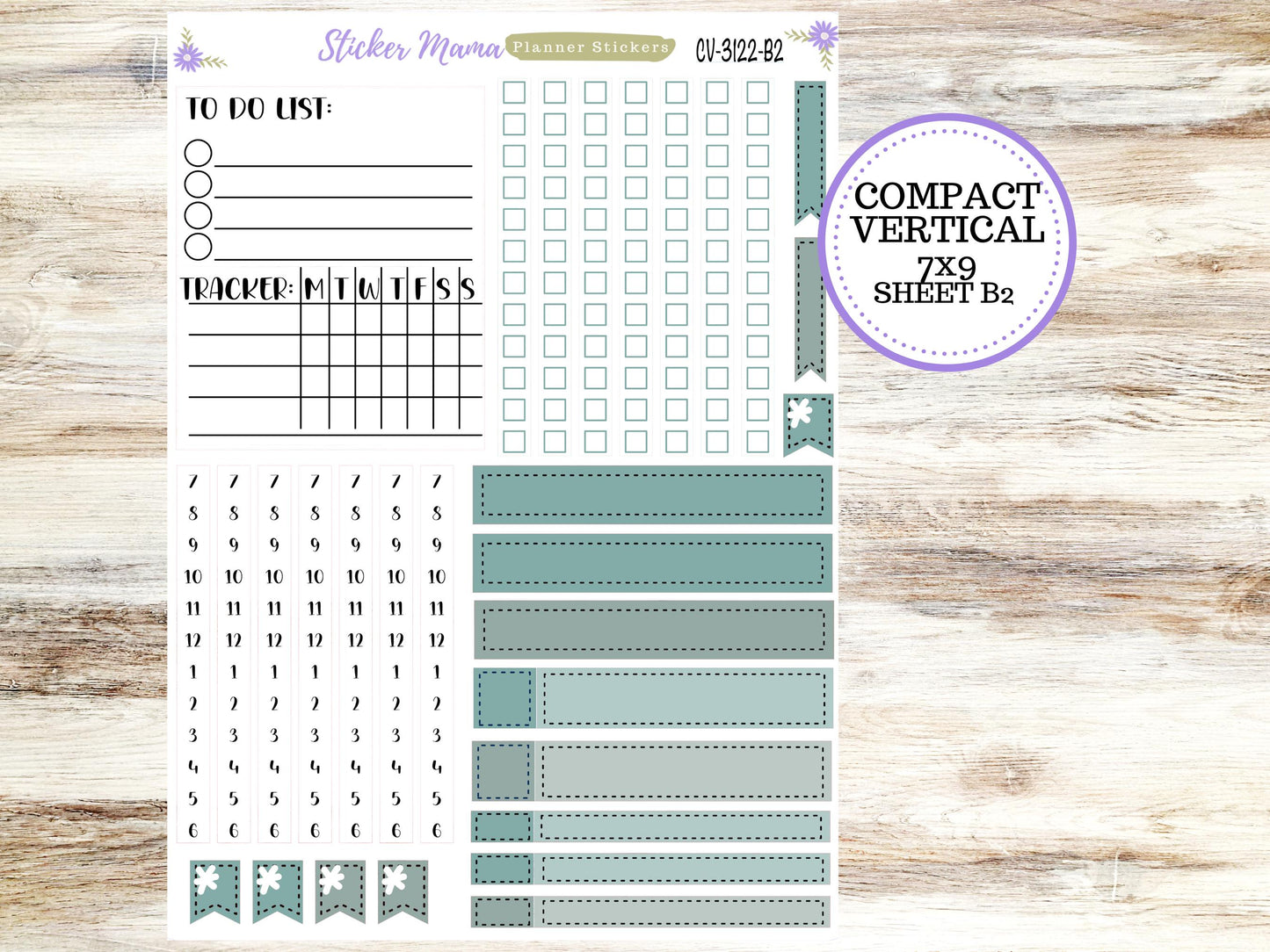 ERIN CONDREN 7x9 Compact Vertical-Kit #3122 || Vintage Bloom - Planner Stickers - Erin Condren Compact Vertical Weekly Kit