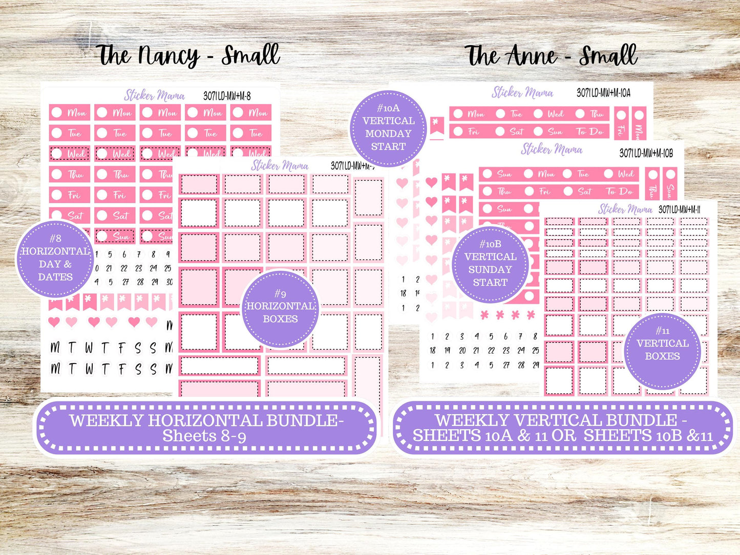 LD SMALL "The Anne" & "The Nancy" || MINI Week + Month Planner Kit #3071 || Laurel Denise Horizontal Vertical || Breast Cancer || Aug 25