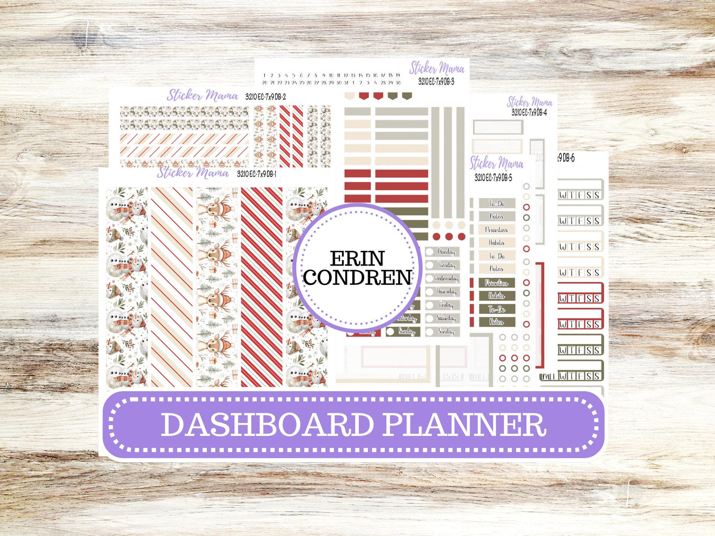 ERIN CONDREN Dashboard Planner Kit DB-3210 || December || Dashboard Planner Sticker Kit || Erin Condren ||