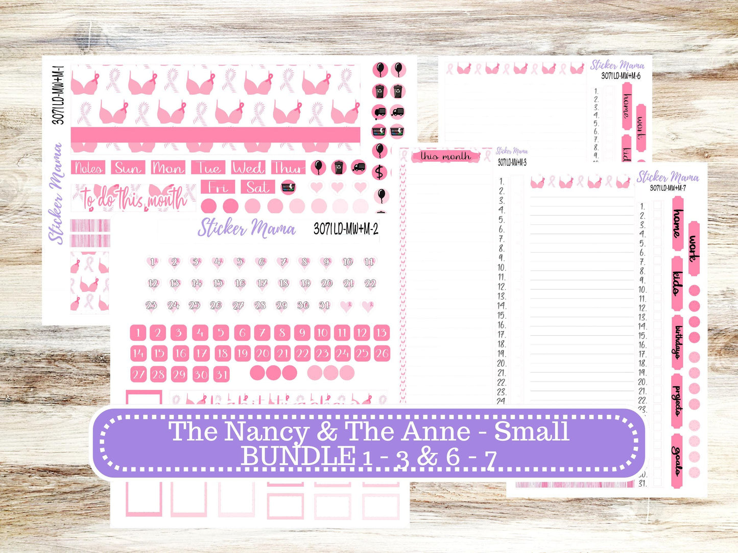 LD SMALL "The Anne" & "The Nancy" || MINI Week + Month Planner Kit #3071 || Laurel Denise Horizontal Vertical || Breast Cancer || Aug 25
