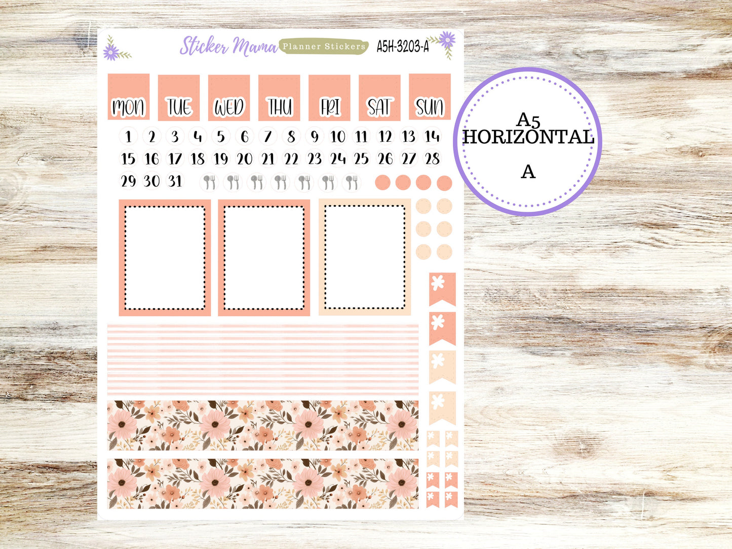 ERIN CONDREN A5 Horizontal || #3203 || Pretty in Pink Kit || A5 Weekly Kit || Planner Stickers || Erin Condren A5 Horizontal Weekly Kit
