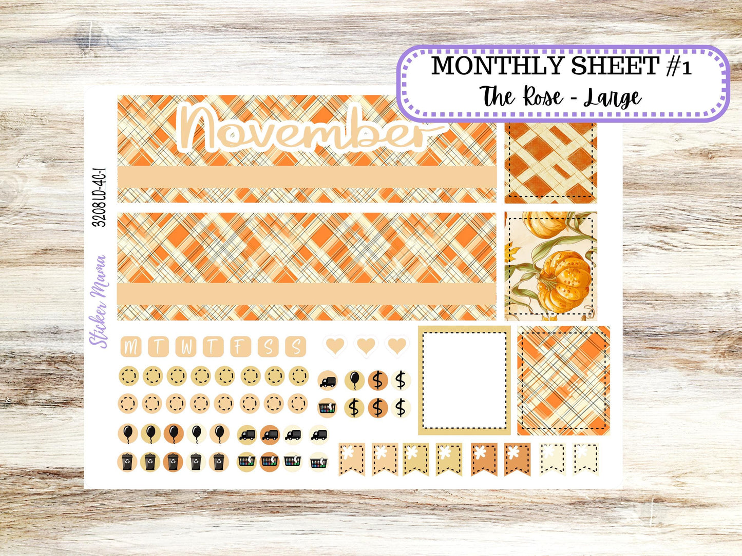 LD "The Rose" Large || 4-COLUMN (formerly project) Planner Kit #3208 || Fall Fields || Laurel Denise Stickers || 9-25