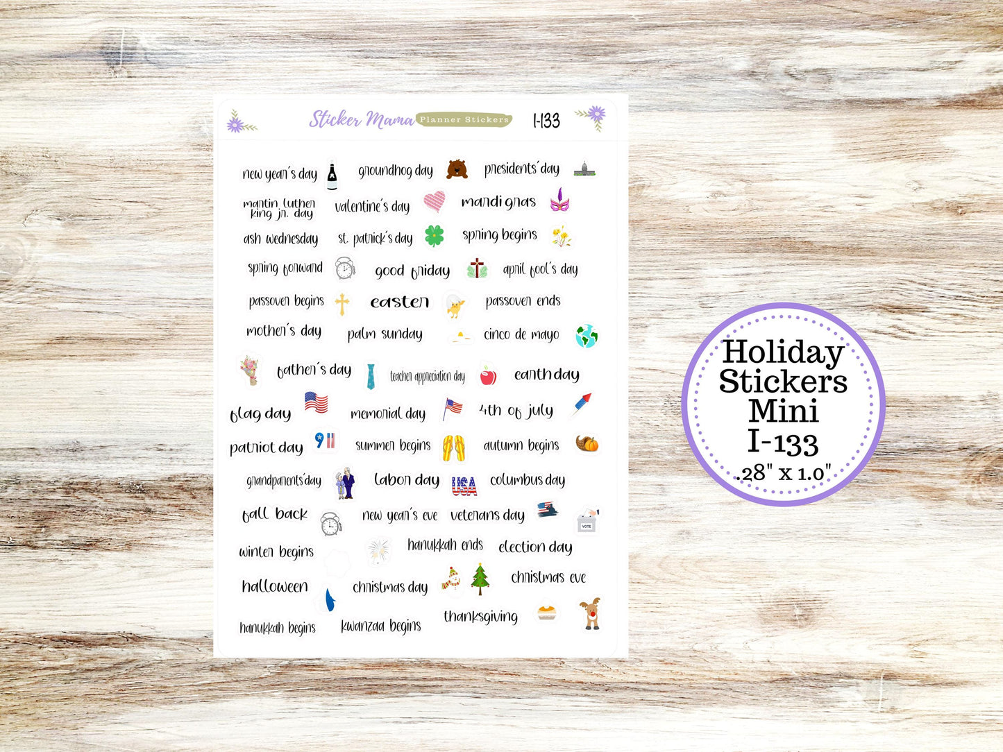 HOLIDAY STICKERS MINI I-133 - I-134 - Holiday Planner Sticker - Icon Planner Sticker