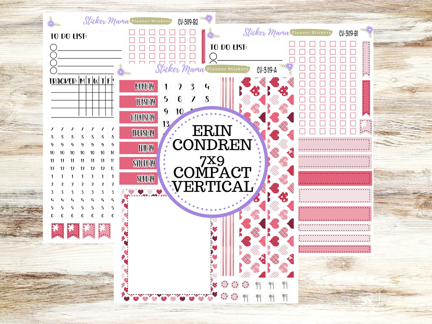 ERIN CONDREN 7x9 Compact Vertical-Kit #3119 || Heartfelt Joy - Planner Stickers - Erin Condren Compact Vertical Weekly Kit