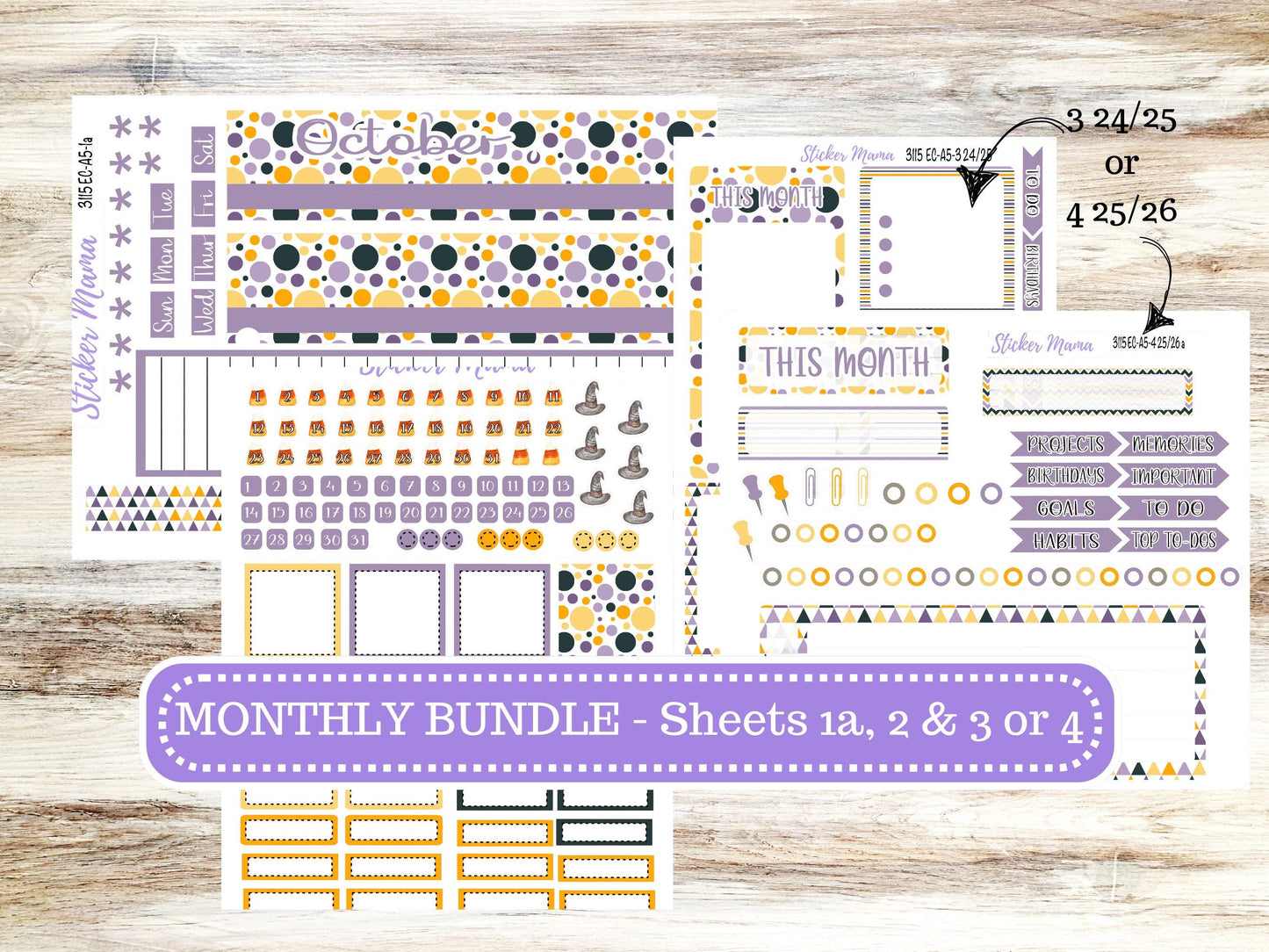 ERIN CONDRE Monthly Kit-3115 || A5 || Spookey Palette Stickers || - ec October Monthly Kit - Monthly Planner Kits - Monthly Budget