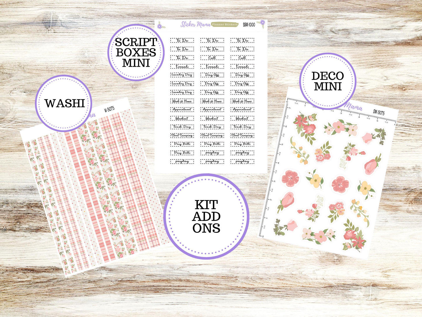 ERIN CONDREN A5 Compact Vertical-Kit #3075 || Shabby Chic Roses - Planner Stickers - Erin Condren Compact Vertical Weekly Kit