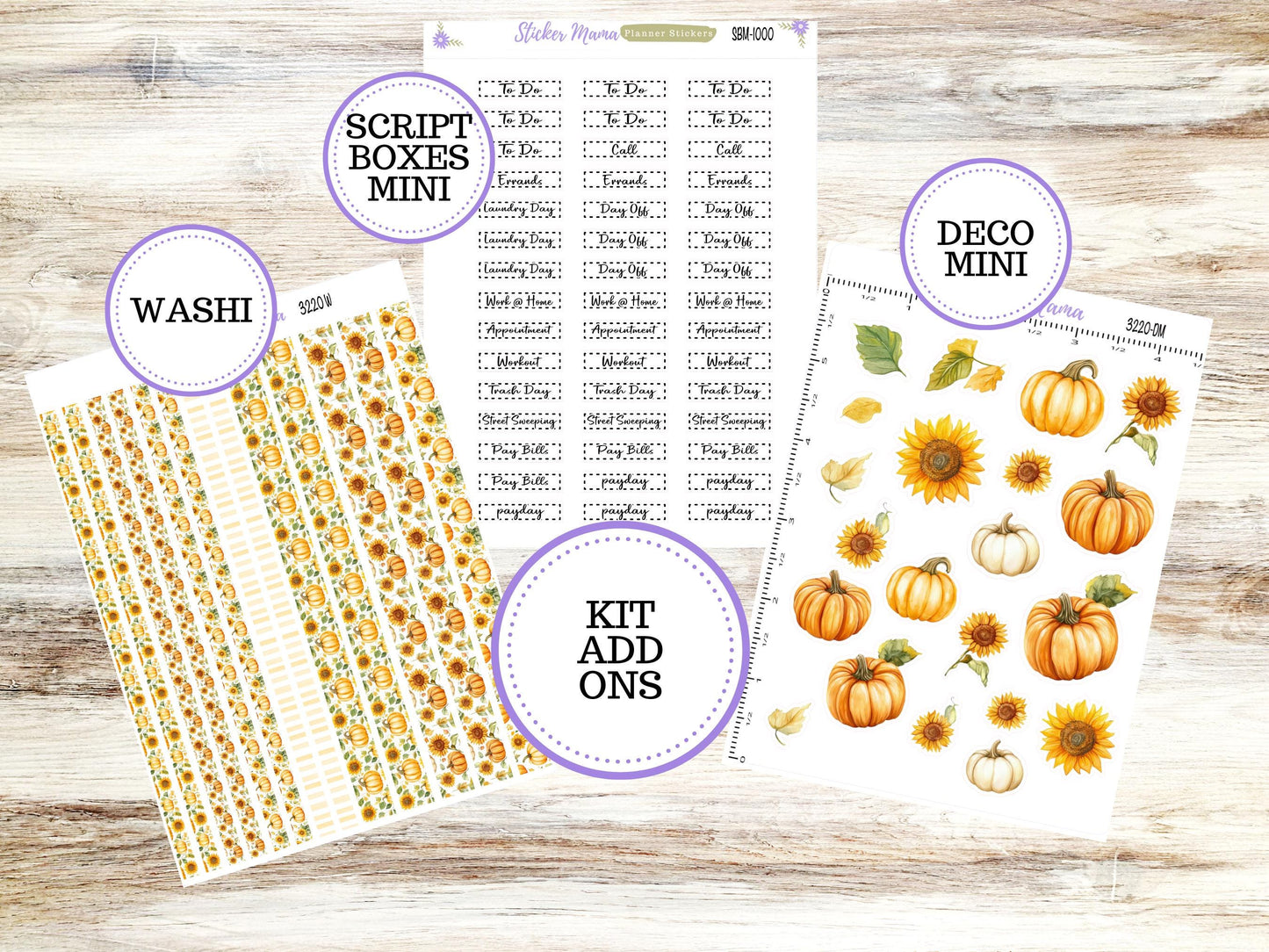 Journal Planner Sticker Kit | Sunflower Harvest #3220