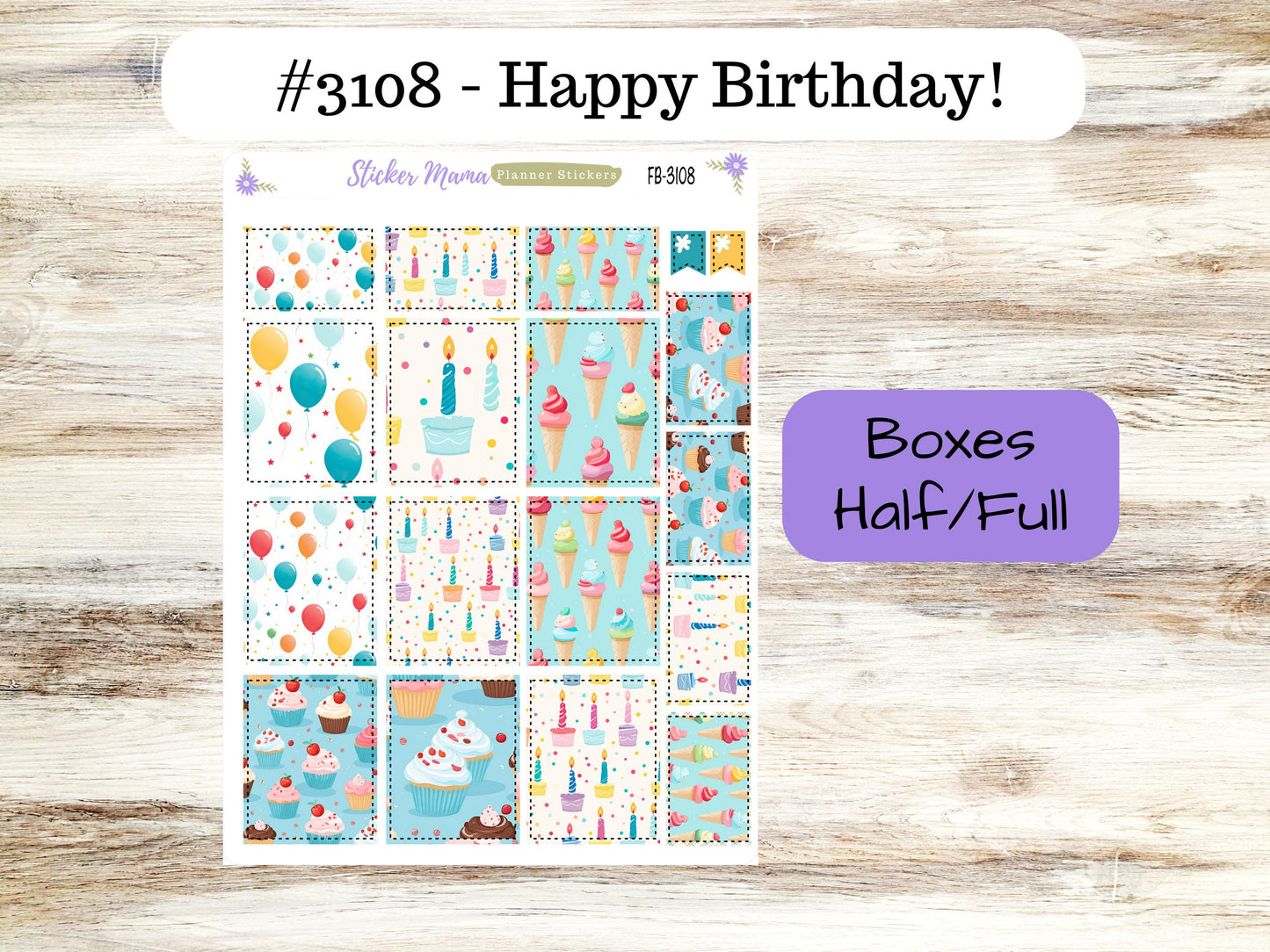 FULL BOXES-3108 || Happy Birthday! || Planner Stickers -|| Full Box for Planners
