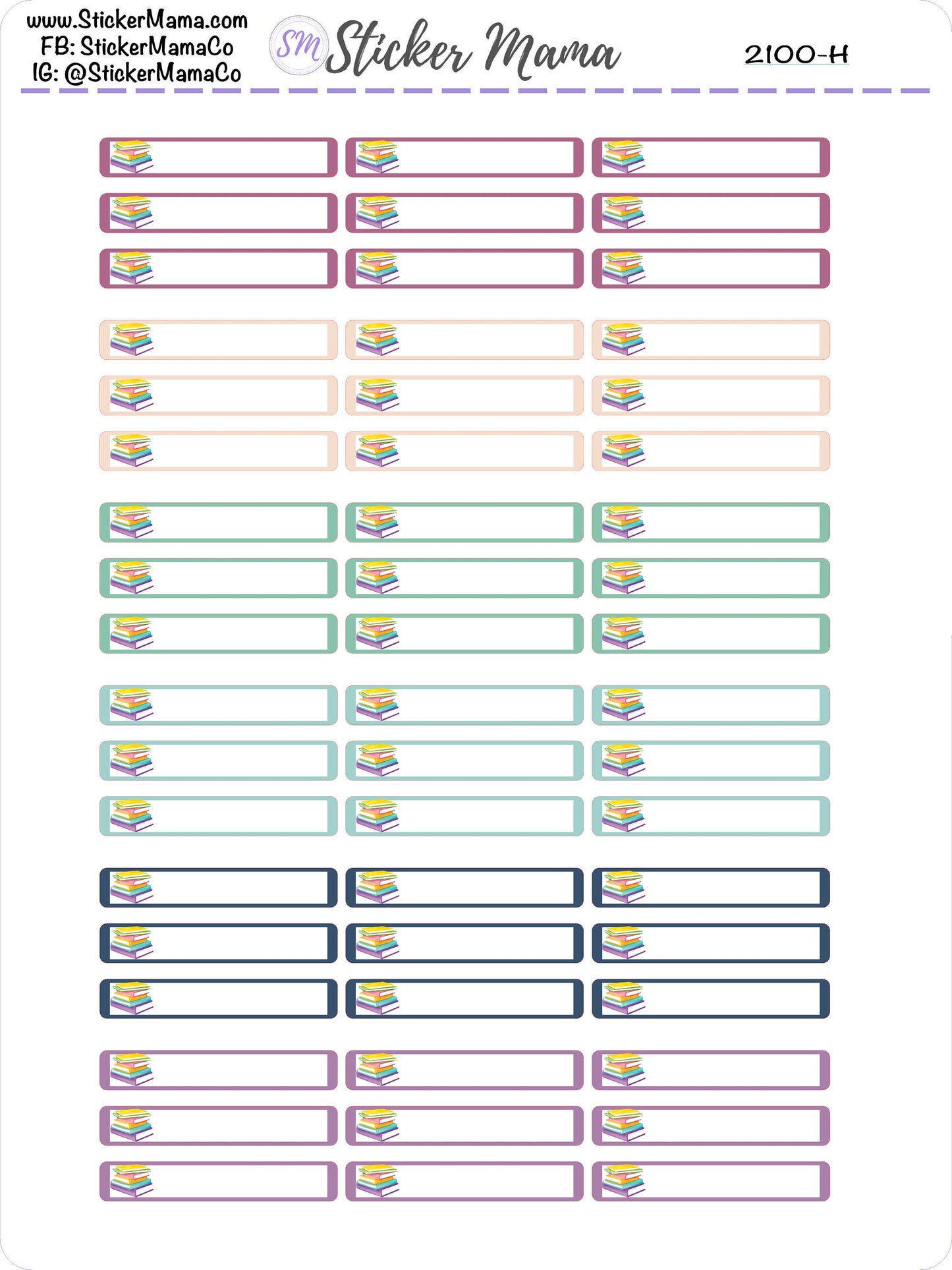 2100 - STACK OF BOOKS Planner Basic Label Stickers - Study Stickers - School Stickers - Book Stickers
