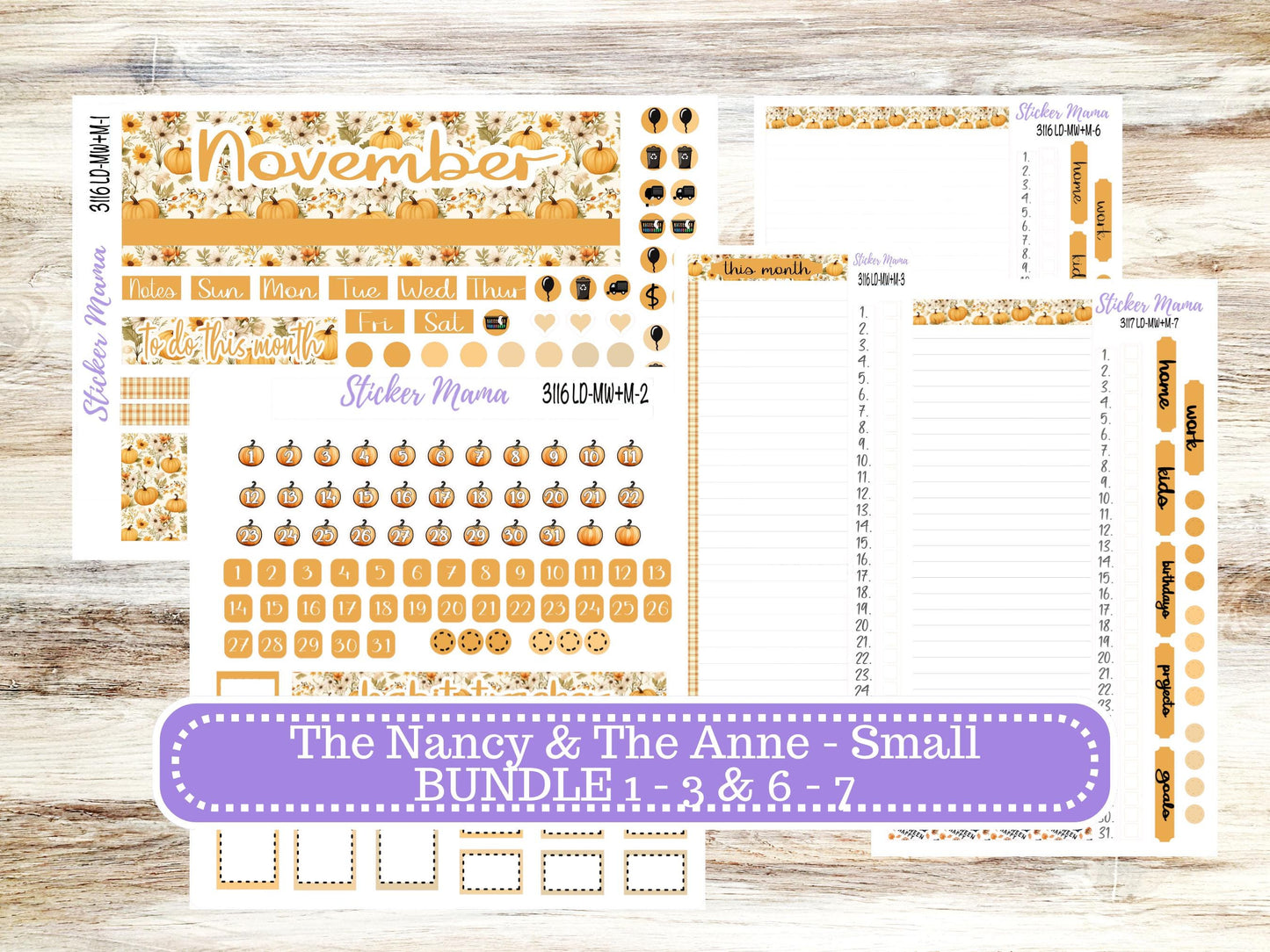 LD SMALL "The Anne" & "The Nancy" || MINI Week + Month Planner Kit #3116 || Laurel Denise Horizontal Vertical || Floral Harvest || 9-25