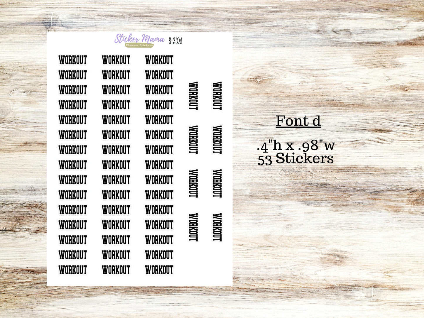 WORKOUT SCRIPT STICKERS S210 || Script Font Planner Stickers || Workout Planner Stickers || Workout Stickers