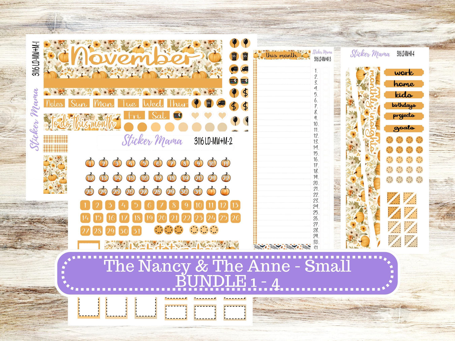 LD SMALL "The Anne" & "The Nancy" || MINI Week + Month Planner Kit #3116 || Laurel Denise Horizontal Vertical || Floral Harvest || 9-25