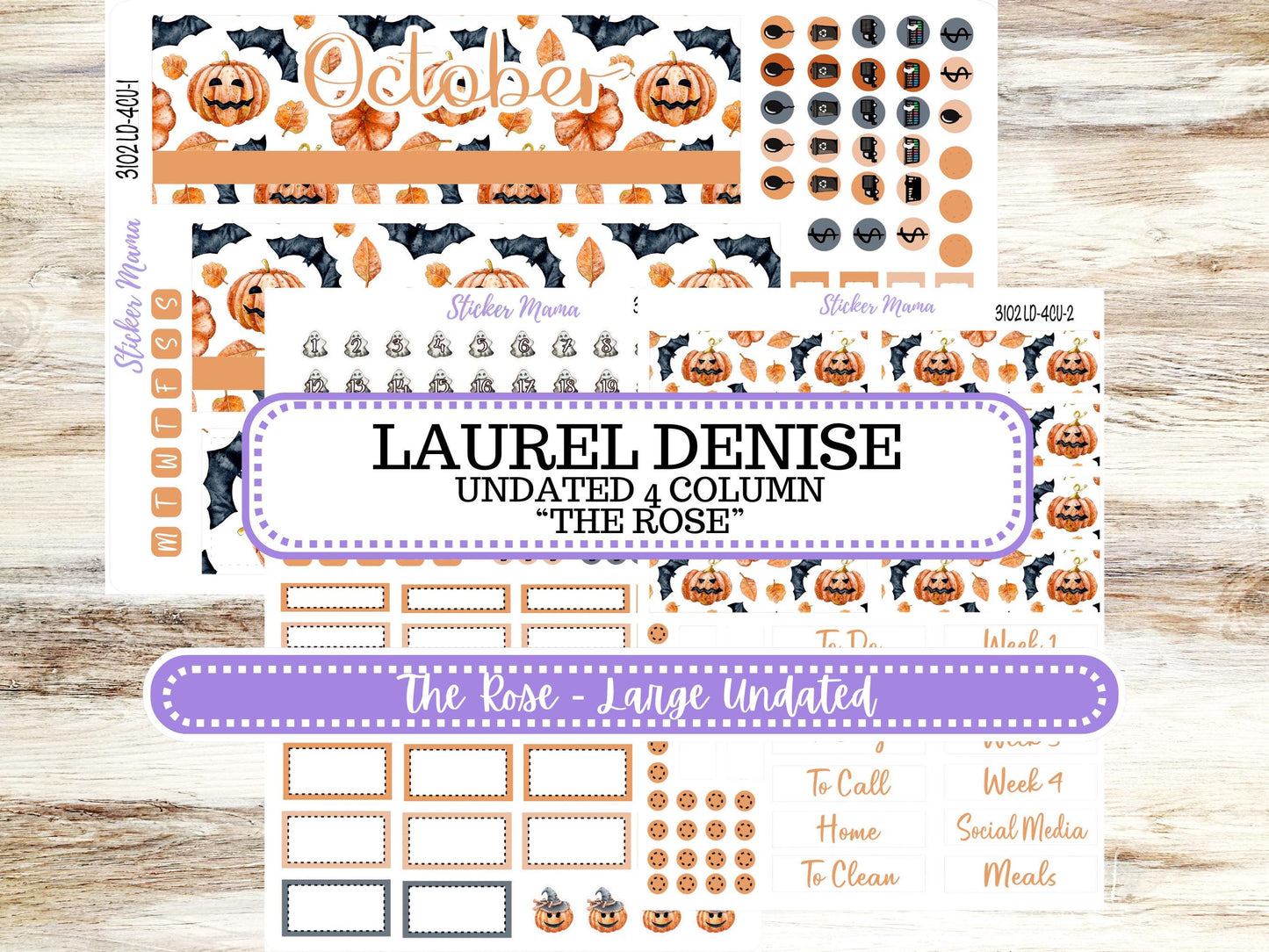 LD "The Rose" - Large Undated || 4 COLUMN Undated (formerly project undated). Planner Kit #3102|| Pumpkin Town || Aug 25