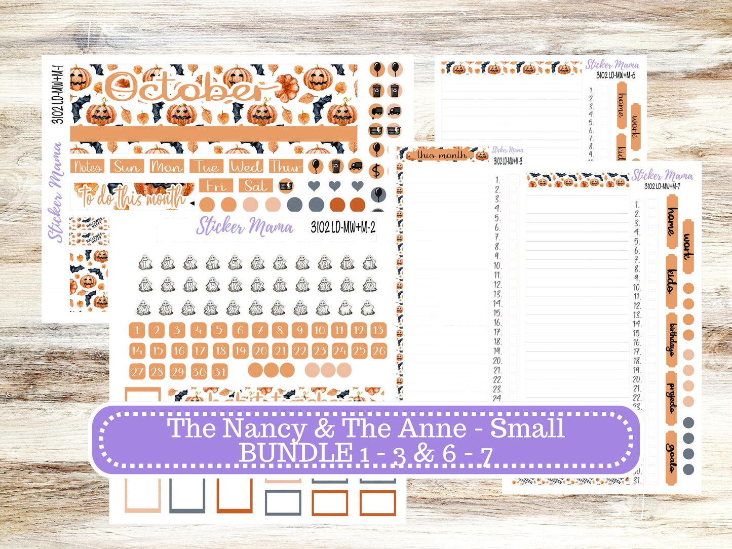 LD SMALL "The Anne" & "The Nancy" || MINI Week + Month Planner Kit #3102 || Laurel Denise Horizontal Vertical || Pumpkin Town || Aug 25