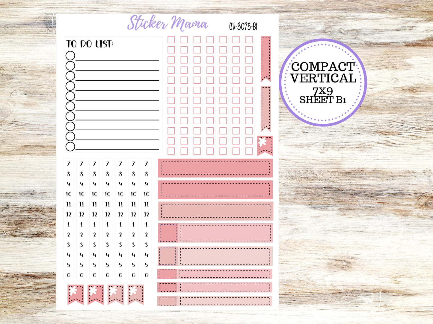 ERIN CONDREN 7x9 Compact Vertical-Kit #3075 || Shabby Chic Roses - Planner Stickers - Erin Condren Compact Vertical Weekly Kit