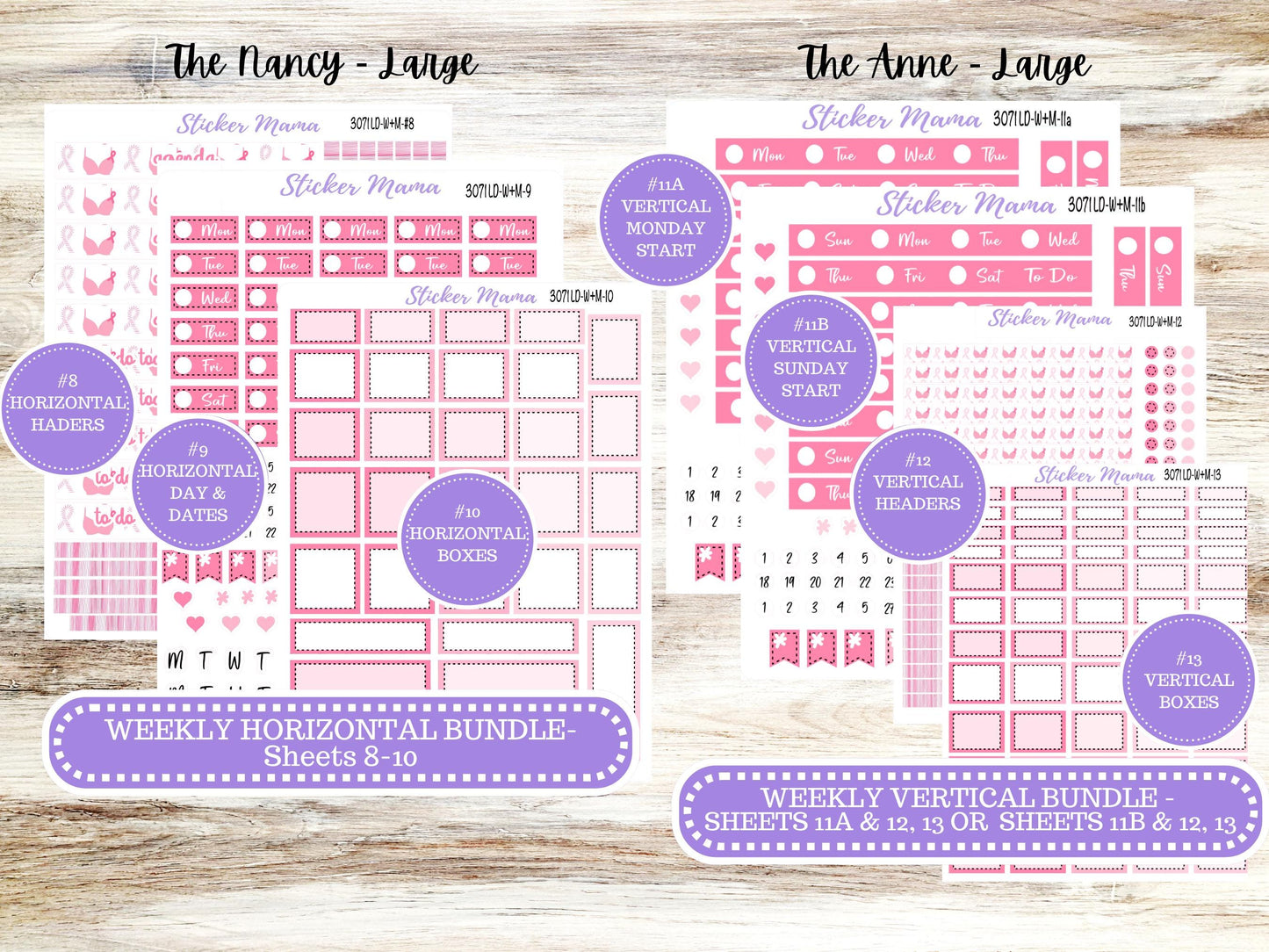 LAUREL DENISE Week + Month PLANNER Monthly Kit #3071 || Laurel Denise Kit || Laurel Denise Horizontal Vertical || Breast Cancer || Aug 25