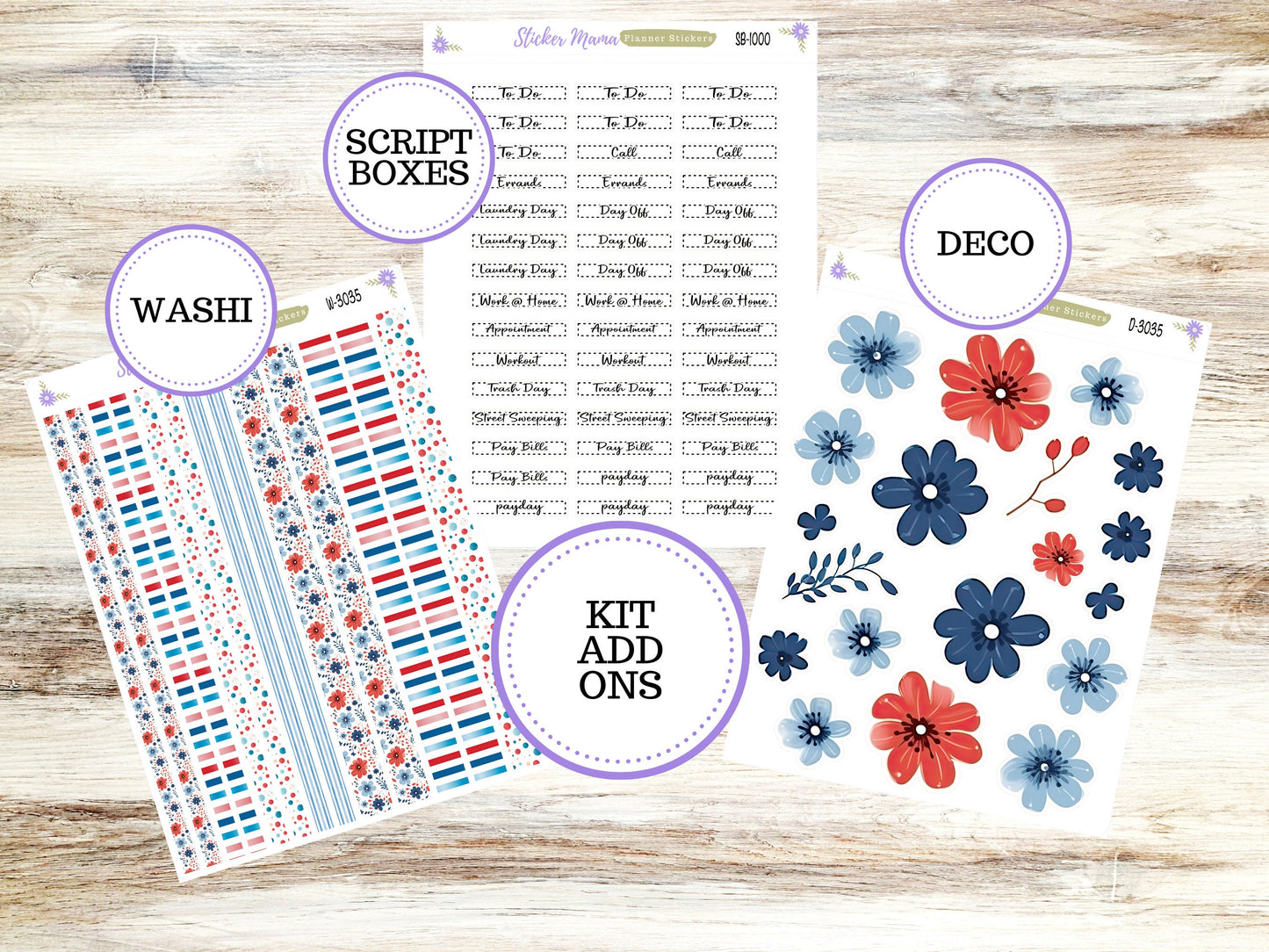 ERIN CONDREN A5 Horizontal || #3035 || American Dream Kit || A5 Weekly Kit || Planner Stickers || Erin Condren A5 Horizontal Weekly Kit