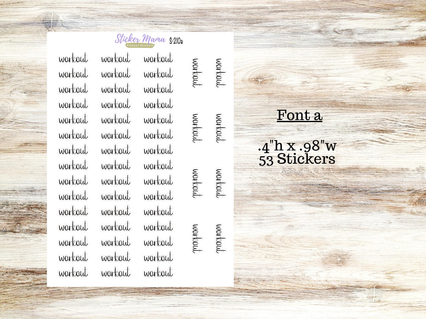 WORKOUT SCRIPT STICKERS S210 || Script Font Planner Stickers || Workout Planner Stickers || Workout Stickers