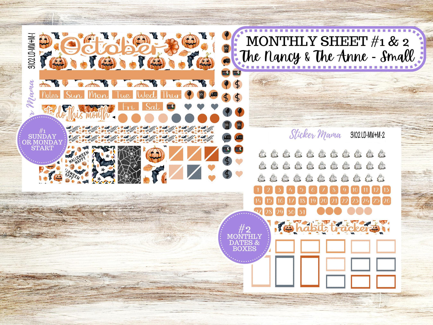 LD SMALL "The Anne" & "The Nancy" || MINI Week + Month Planner Kit #3102 || Laurel Denise Horizontal Vertical || Pumpkin Town || Aug 25