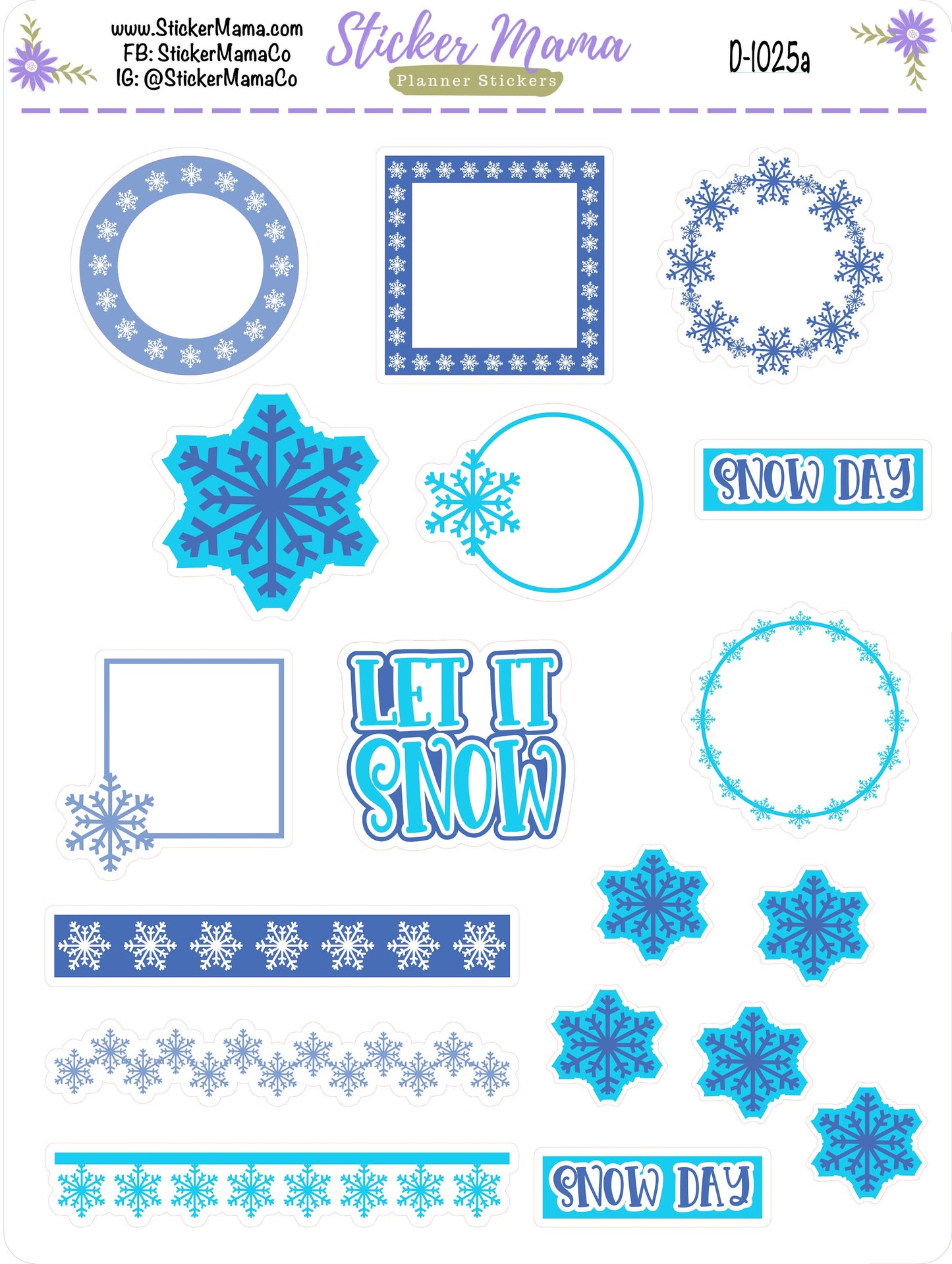 D1025 || SNOW DAY PLANNER Stickers || Winter Stickers || Planner Stickers for Winter