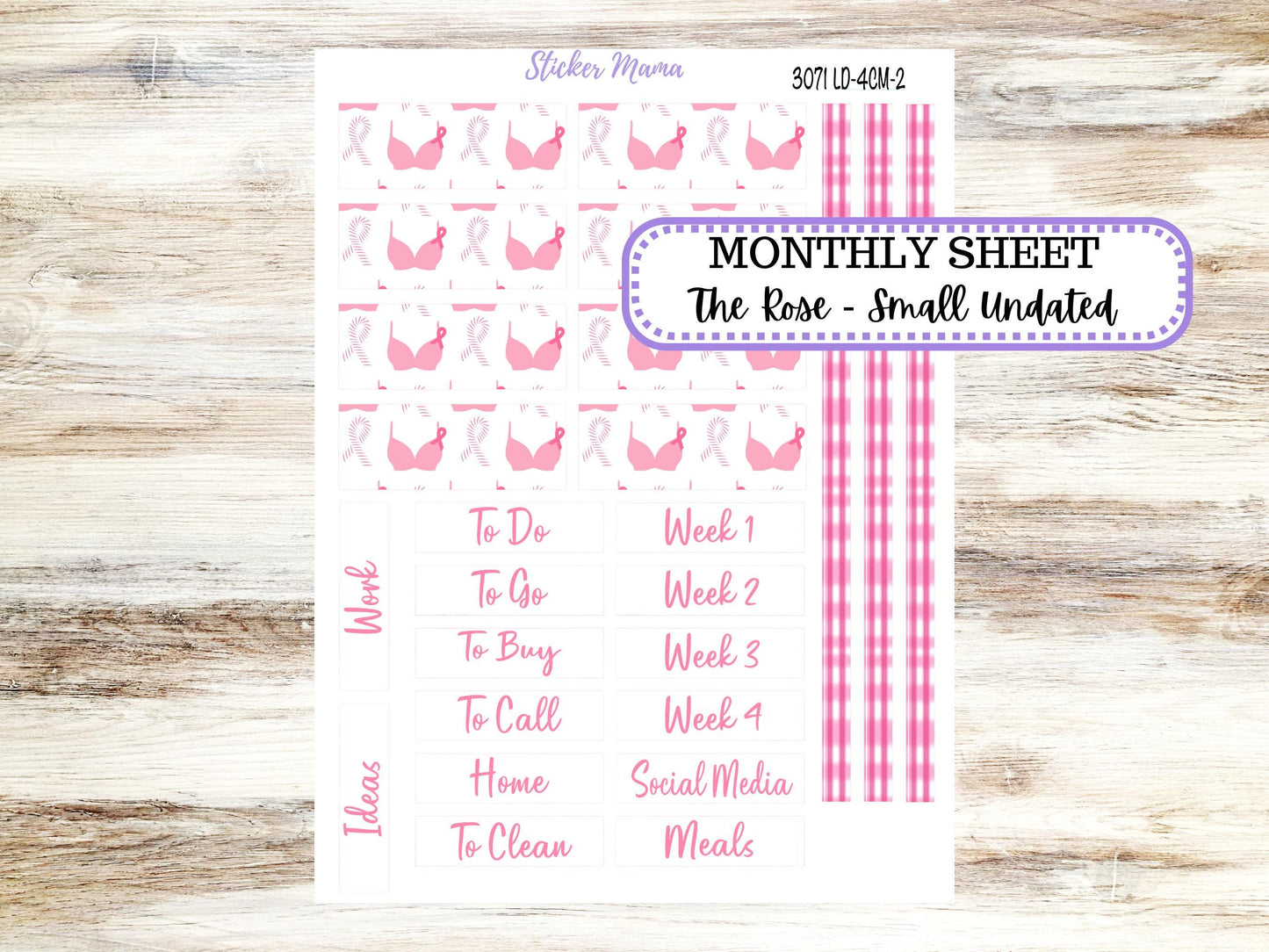 LAUREL DENISE 4 COLUMN Mini (formerly the project mini) Size Planner Kit #3071 || Breast Cancer || Project Stickers || June 25