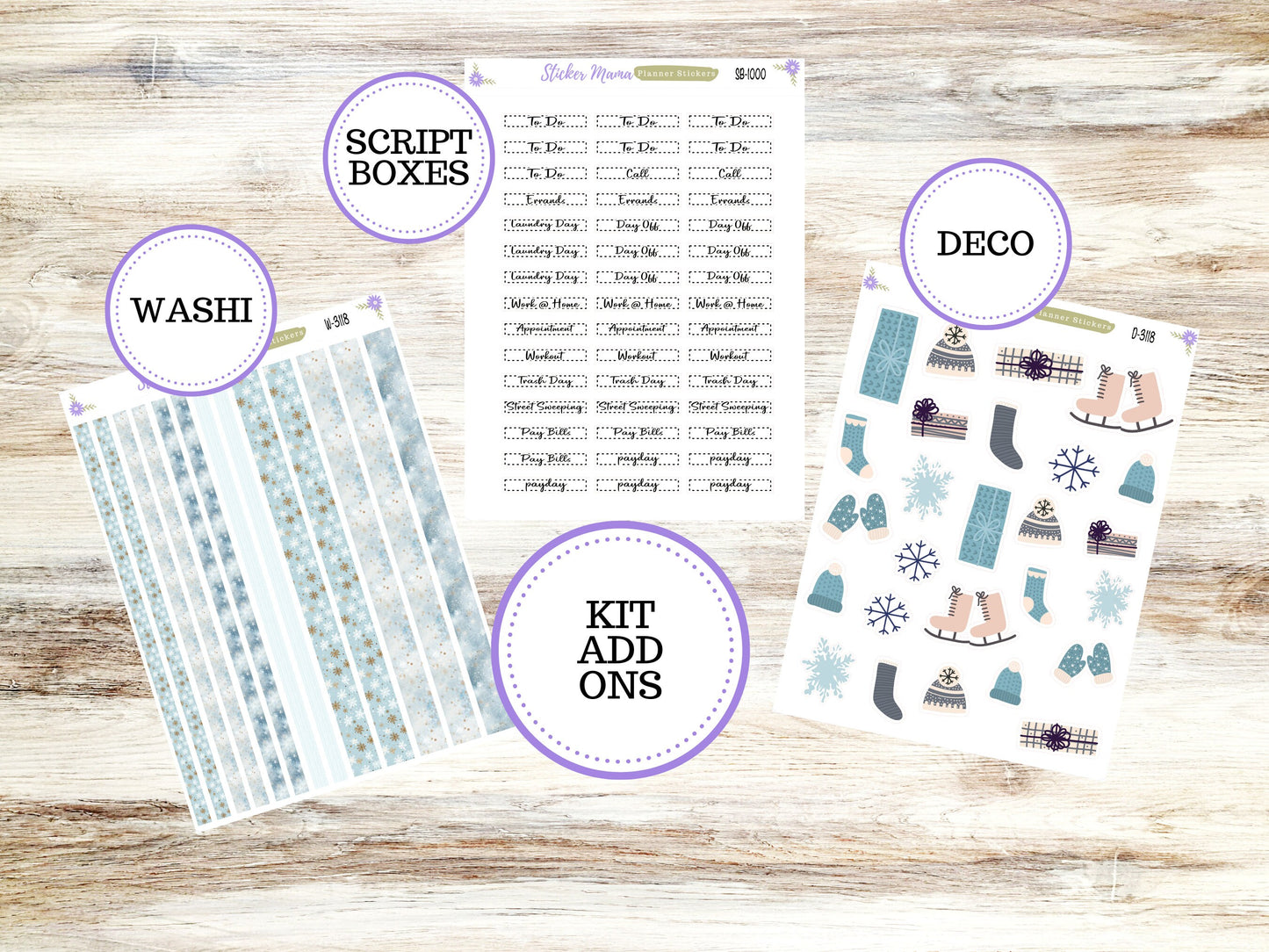 ERIN CONDREN 7x9 Compact Vertical-Kit #3118 || Arctic Frost - Planner Stickers - Erin Condren Compact Vertical Weekly Kit