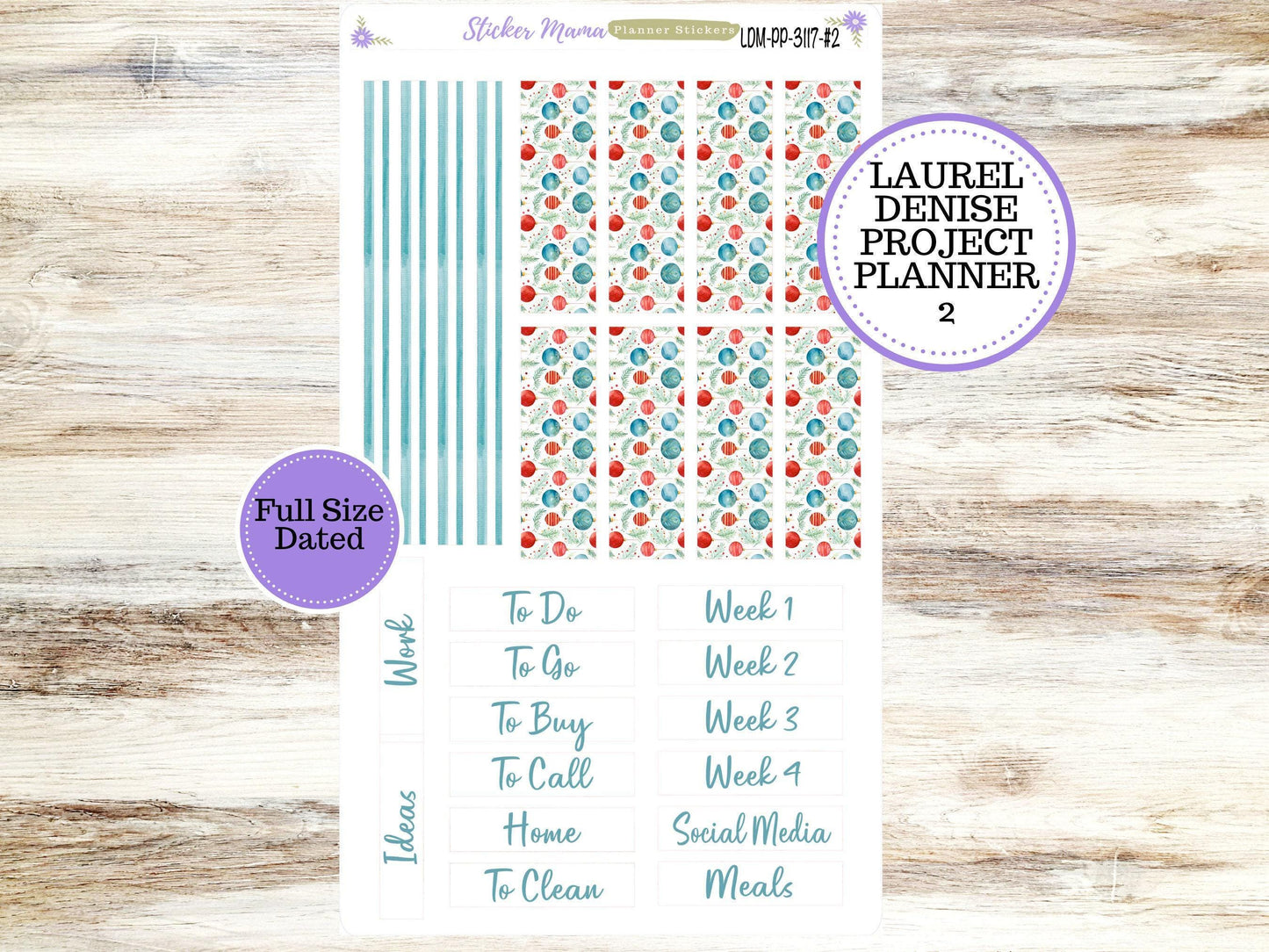 LAUREL DENISE PROJECT December Planner Kit #3117 || Merry Ornaments || Laurel Denise Kit || Laurel Denise Stickers || || December ld