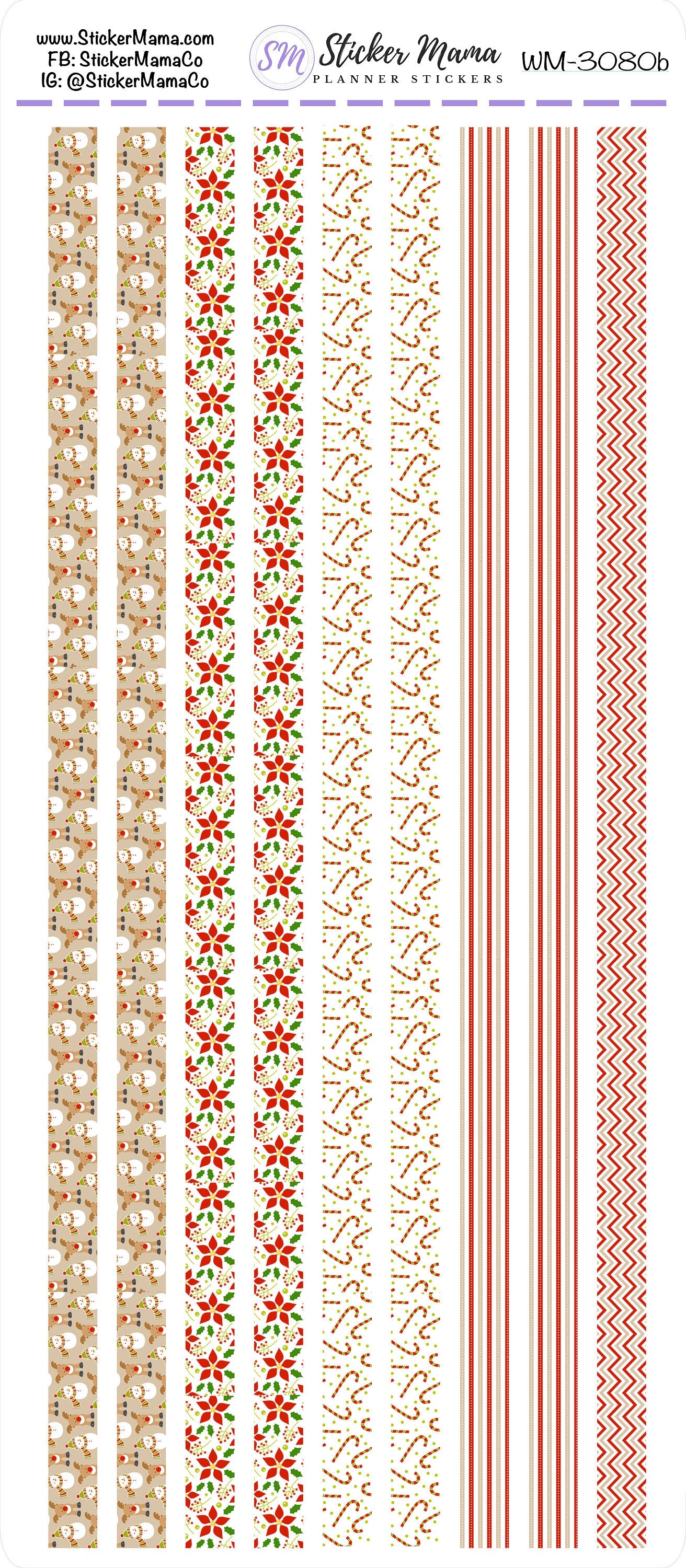 W-3080 - WASHI STICKERS - Traditional Christmas - Planner Stickers - Washi for Planners