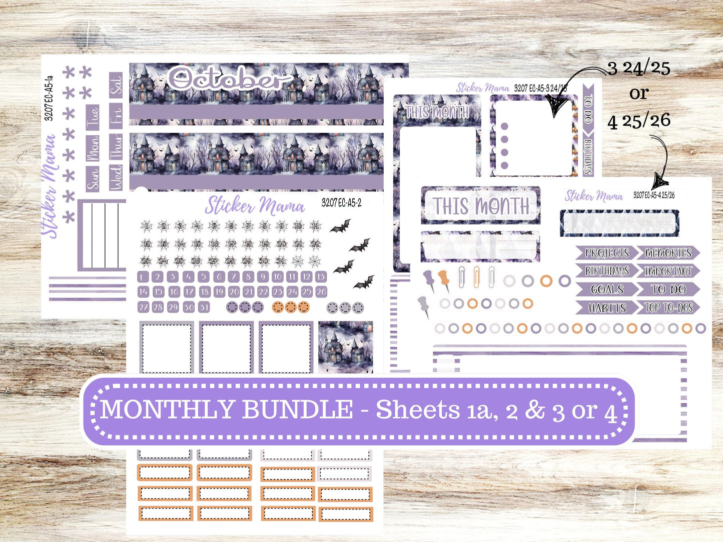 ERIN CONDRE Monthly Kit-3207 || A5 || Haunted Haven Stickers || - ec October Monthly Kit - Monthly Planner Kits - Monthly Budget