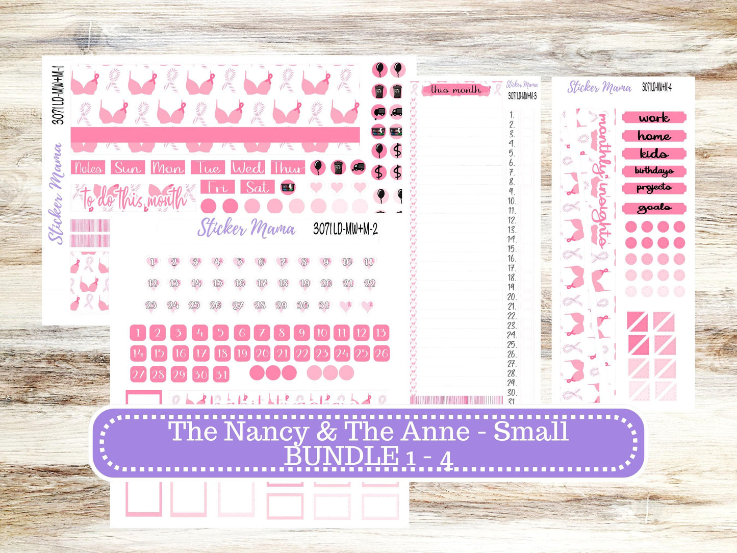 LD SMALL "The Anne" & "The Nancy" || MINI Week + Month Planner Kit #3071 || Laurel Denise Horizontal Vertical || Breast Cancer || Aug 25