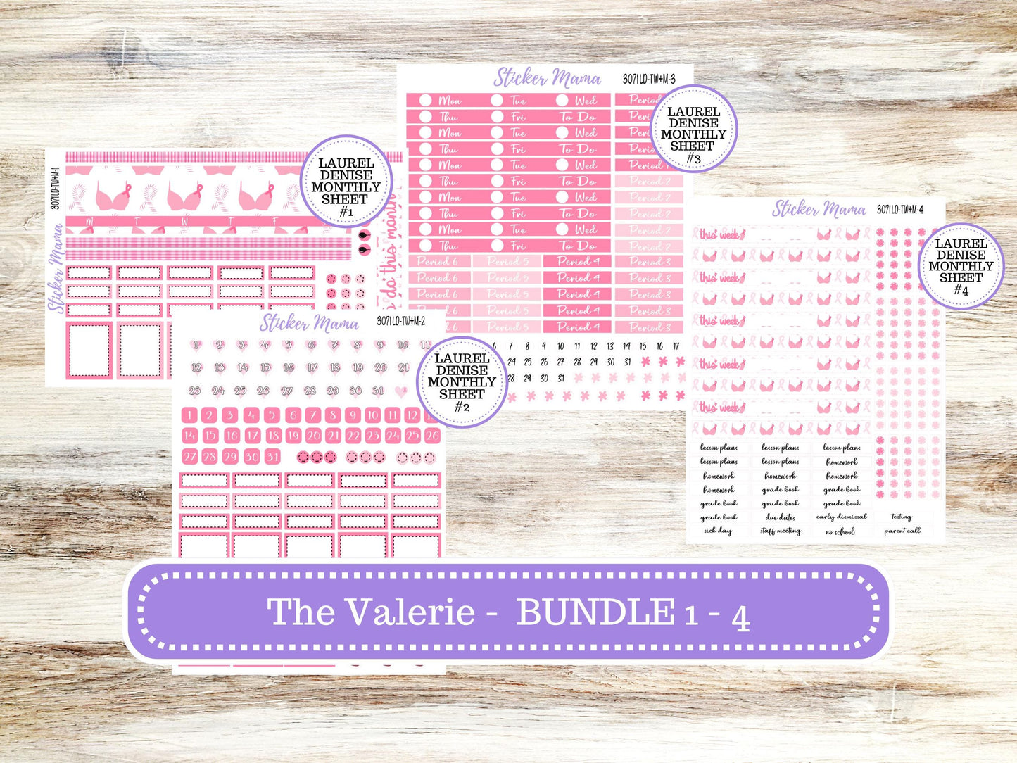 LD "The Valerie" || TEACHER Week + Month Planner Kit #3071 || Breast Cancer ||Laurel Denise Kit || Laurel Denise Teacher Planner || June 25