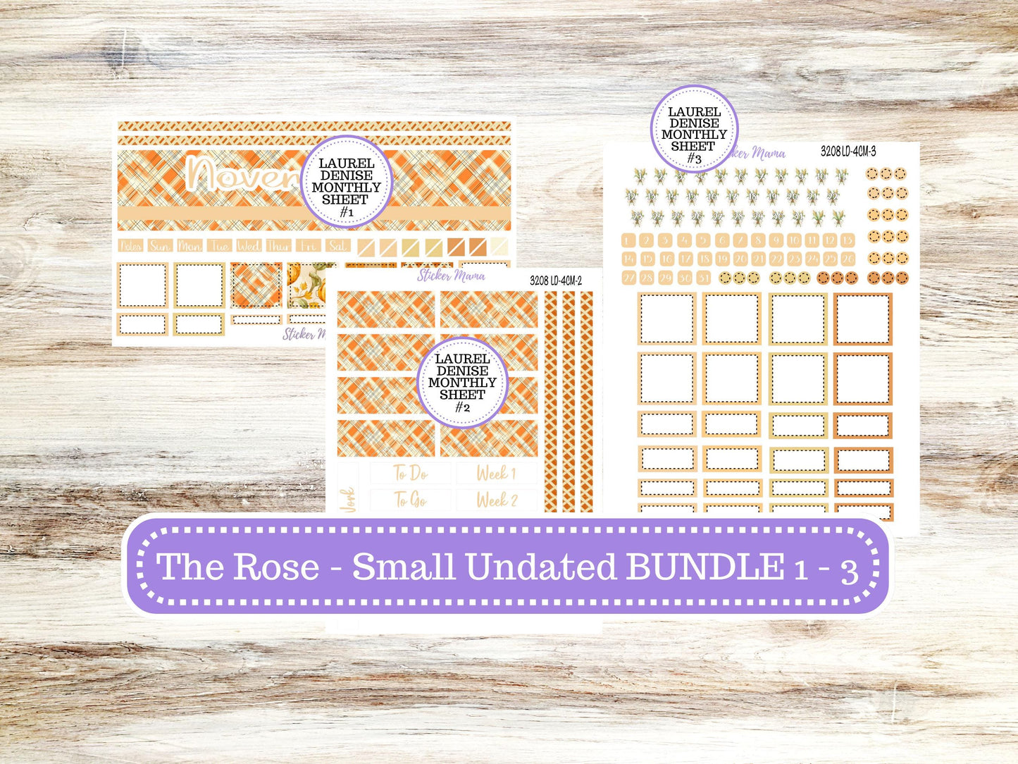 LD "Th Rose" Small || 4 COLUMN Mini (formerly the project mini) Size Planner Kit #3208 || Fall Fields || Project Stickers || June 25