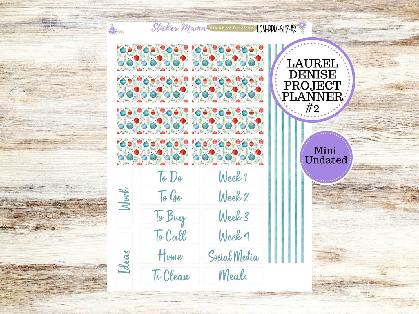 LAUREL DENISE PROJECT December Planner Kit #3117 || Merry Ornaments || Laurel Denise Kit || Laurel Denise Stickers || || December ld
