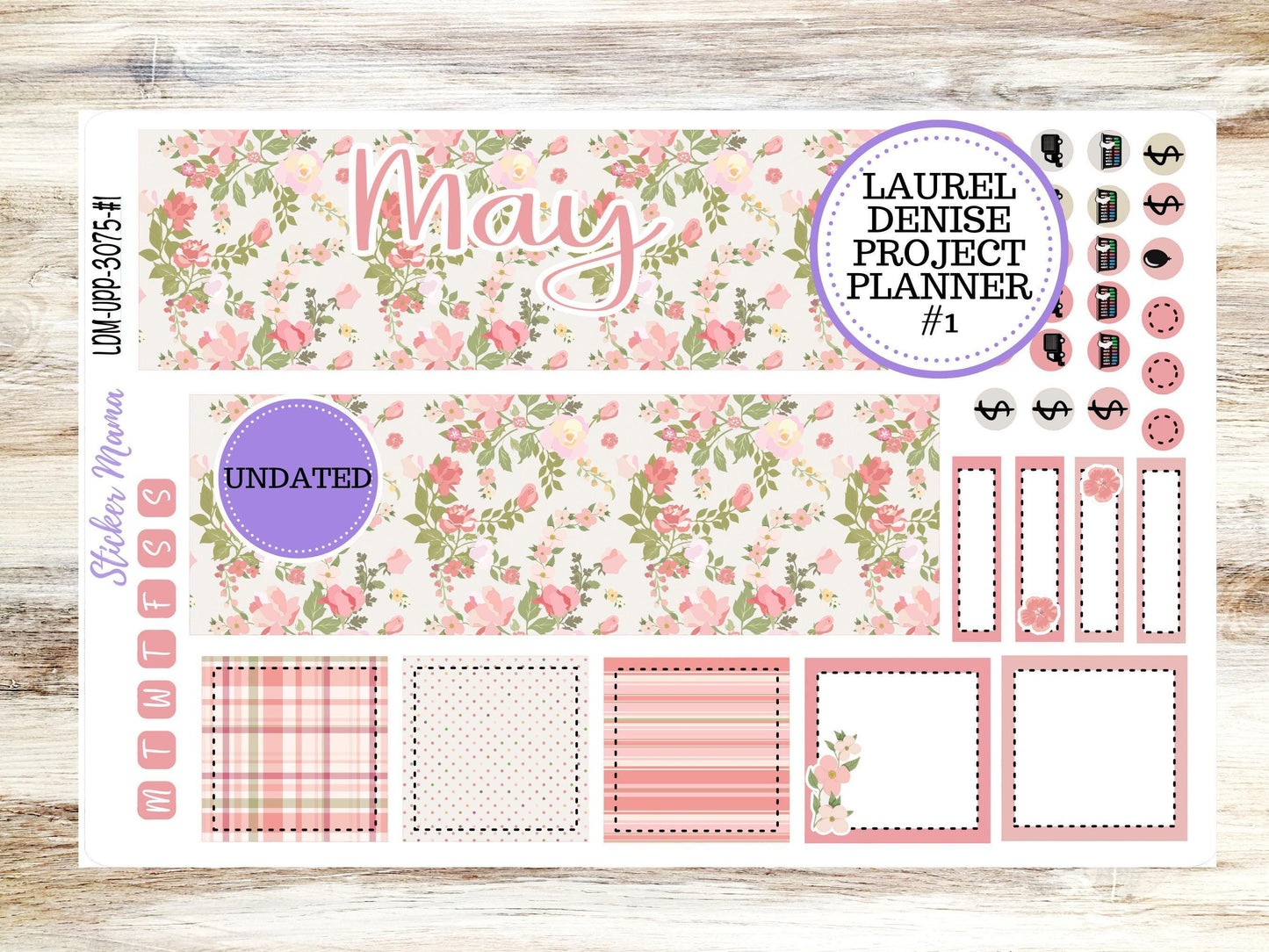 LAUREL DENISE PROJECT Undated. Planner Kit #3075 || Shabby Chic Roses || Laurel Denise Kit || Laurel Denise Stickers