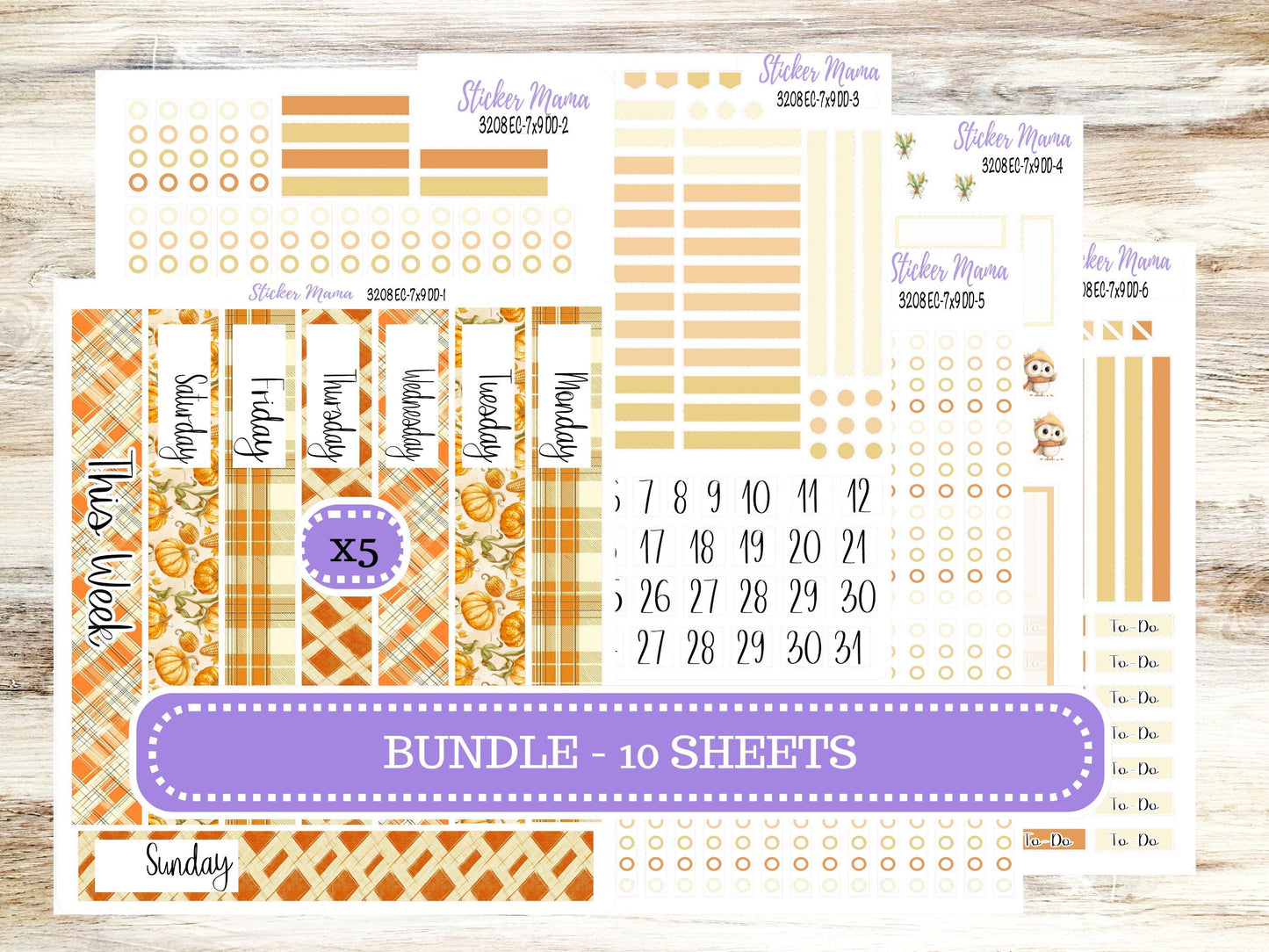 ERIN CONDREN Daily Duo Planner Kit DD-3208 || November - Fall Fields || Daily Duo Planner Sticker Kit || Erin Condren ||