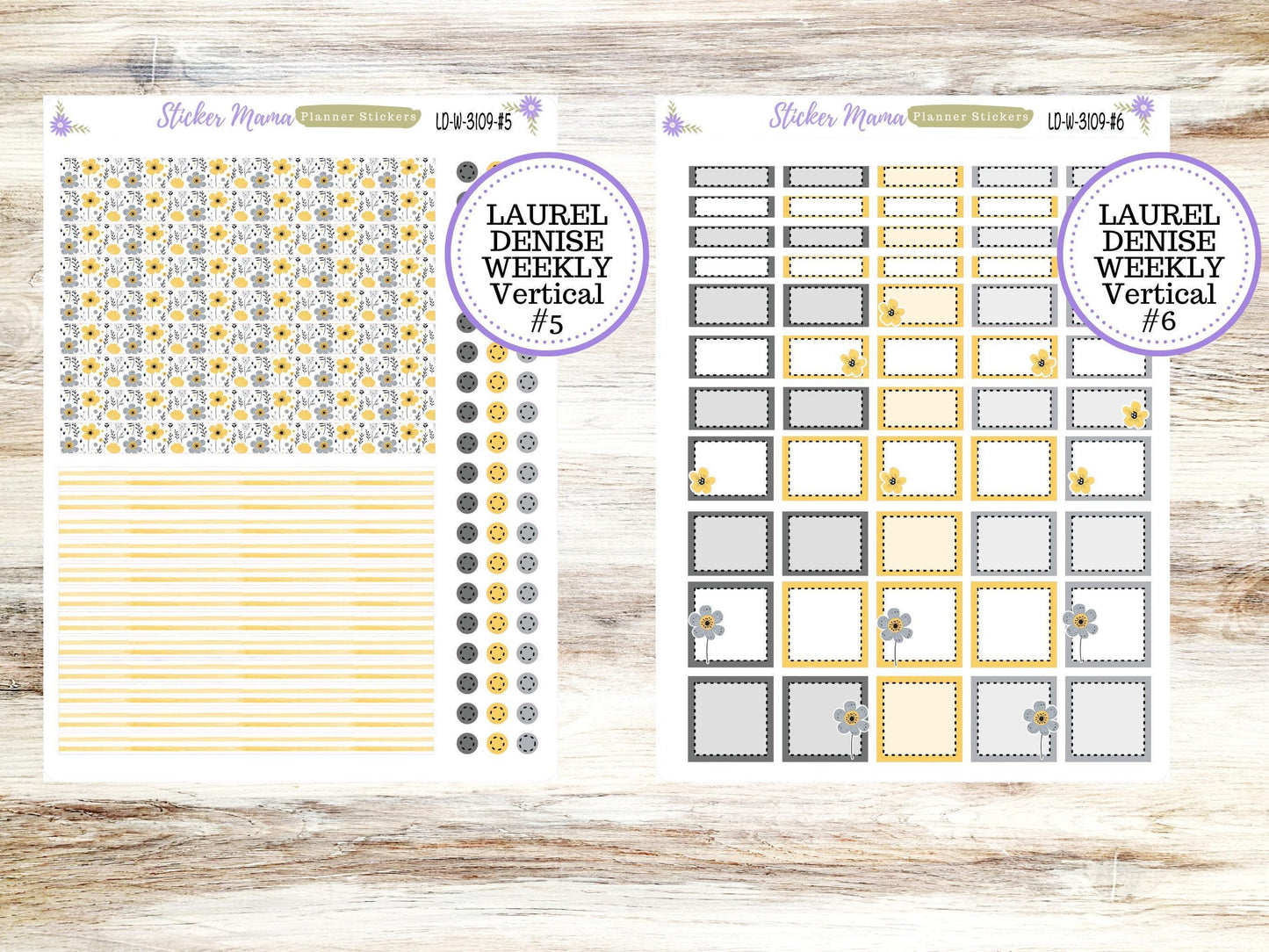 LAUREL DENISE WEEKLY Planner Kit #3109 || Laurel Denise Stickers Kit || Horizontal Vertical || Great and Yellow Floral || May